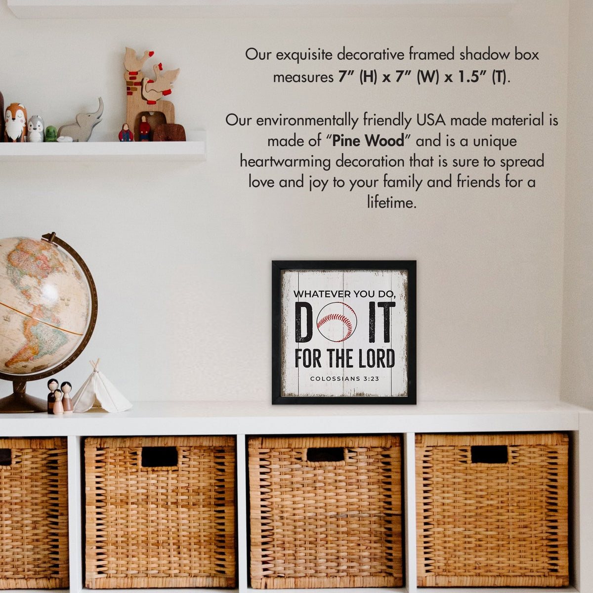 Rustic Wooden Baseball Framed Shadow Box Shelf Décor With Inspiring Bible Verses - Do It - LifeSong Milestones