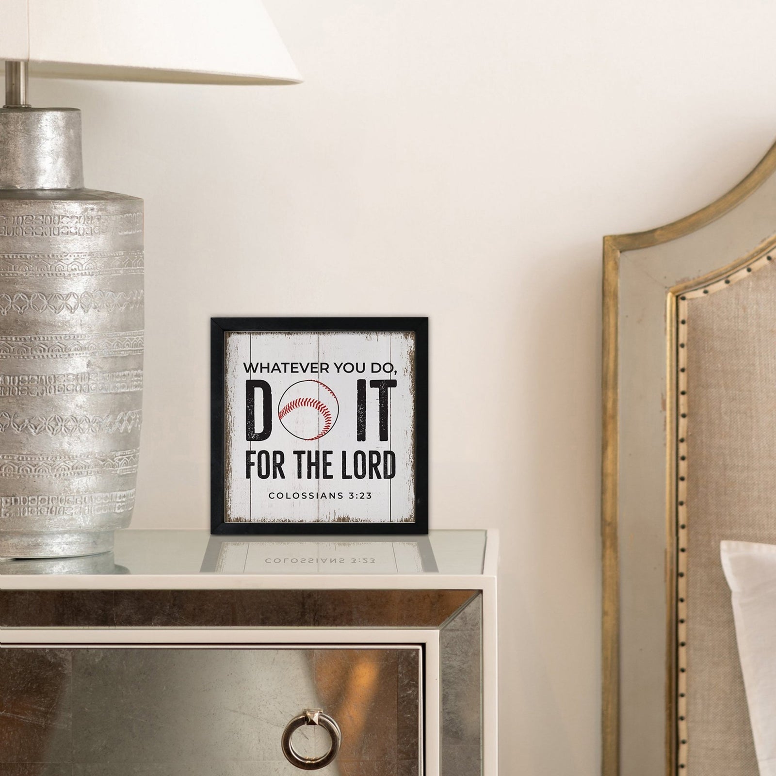 Rustic Wooden Baseball Framed Shadow Box Shelf Décor With Inspiring Bible Verses - Do It - LifeSong Milestones