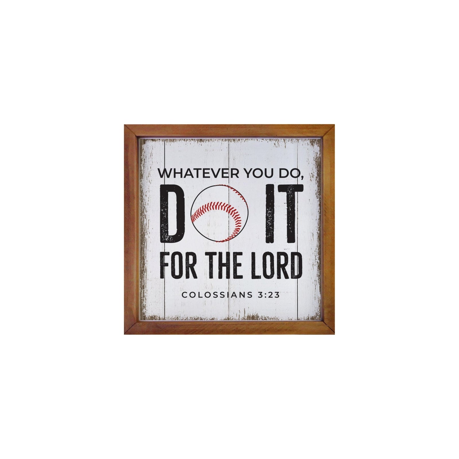 Rustic Wooden Baseball Framed Shadow Box Shelf Décor With Inspiring Bible Verses - Do It - LifeSong Milestones