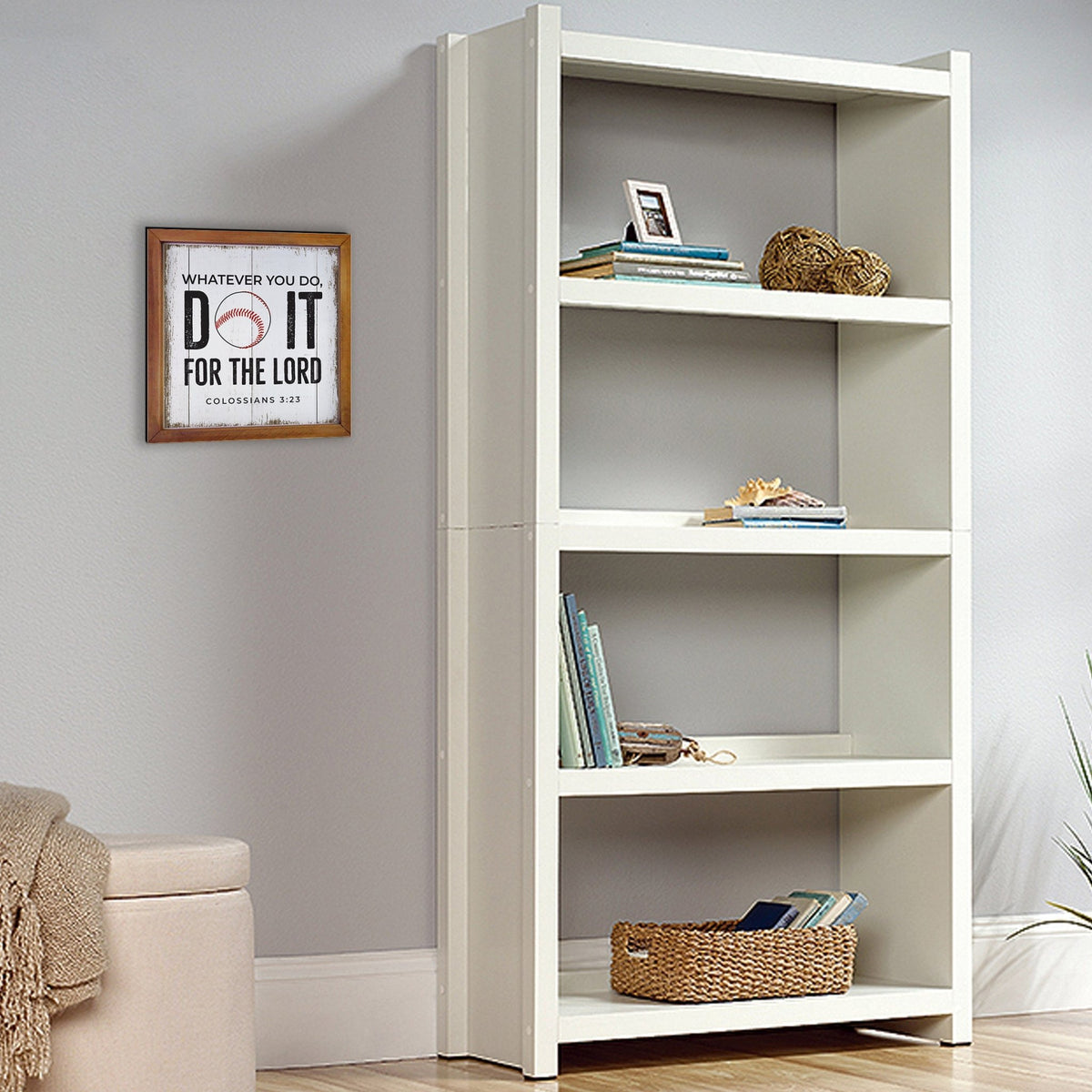 Rustic Wooden Baseball Framed Shadow Box Shelf Décor With Inspiring Bible Verses - Do It - LifeSong Milestones