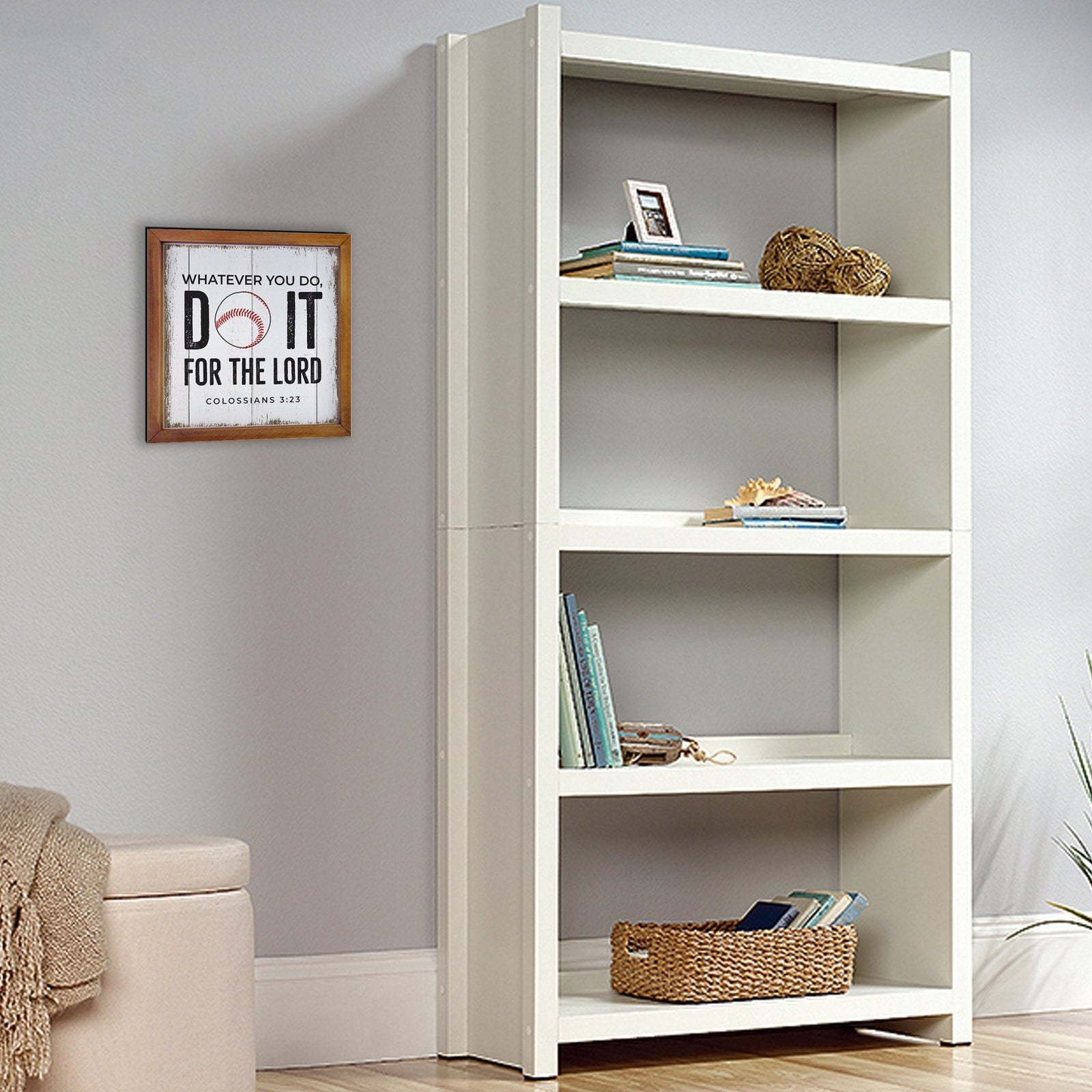 Rustic Wooden Baseball Framed Shadow Box Shelf Décor With Inspiring Bible Verses - Do It - LifeSong Milestones