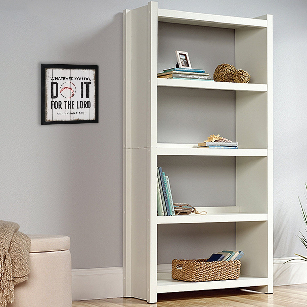 Rustic Wooden Baseball Framed Shadow Box Shelf Décor With Inspiring Bible Verses - Do It - LifeSong Milestones