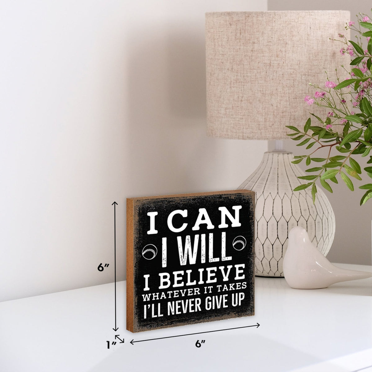 Rustic Wooden Baseball Shadow Box Shelf Décor With Inspiring Bible Verses - I Can - LifeSong Milestones