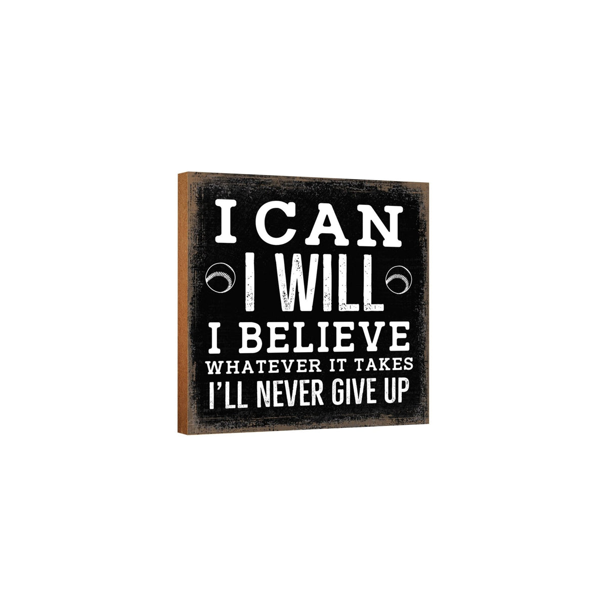 Rustic Wooden Baseball Shadow Box Shelf Décor With Inspiring Bible Verses - I Can - LifeSong Milestones