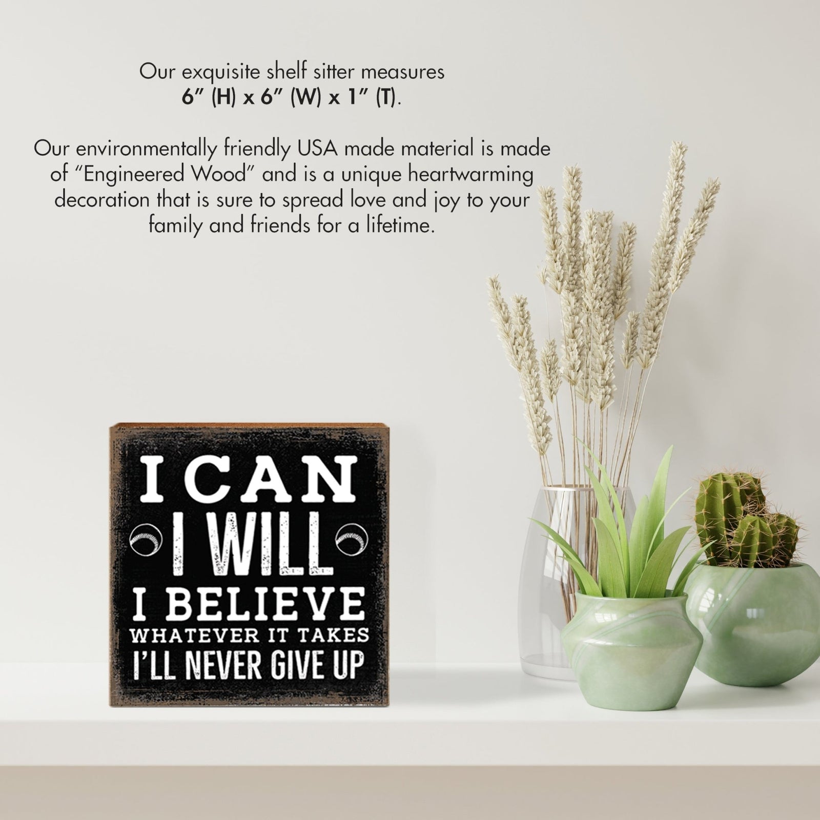 Rustic Wooden Baseball Shadow Box Shelf Décor With Inspiring Bible Verses - I Can - LifeSong Milestones