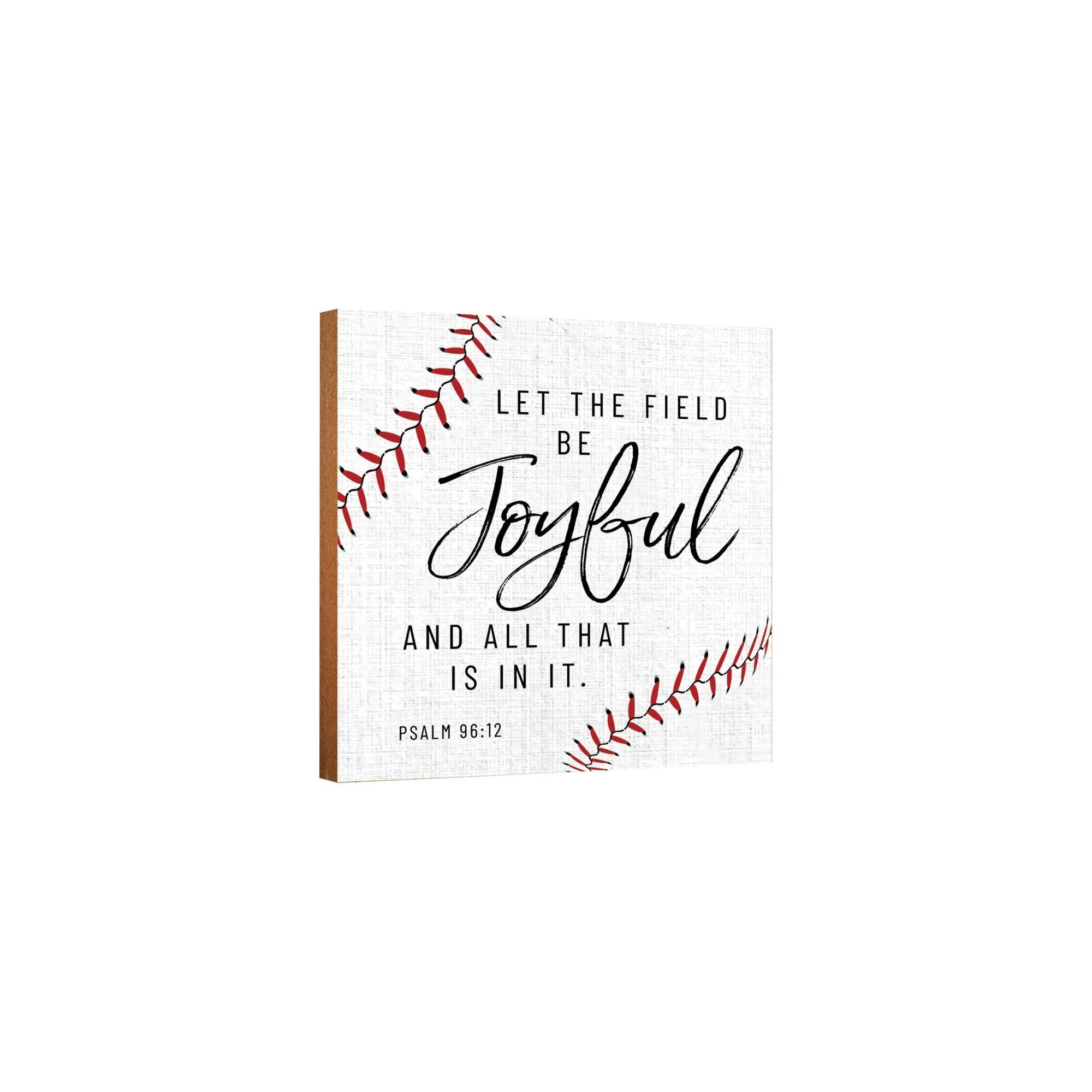 Rustic Wooden Baseball Shadow Box Shelf Décor With Inspiring Bible Verses - Let The Field - LifeSong Milestones