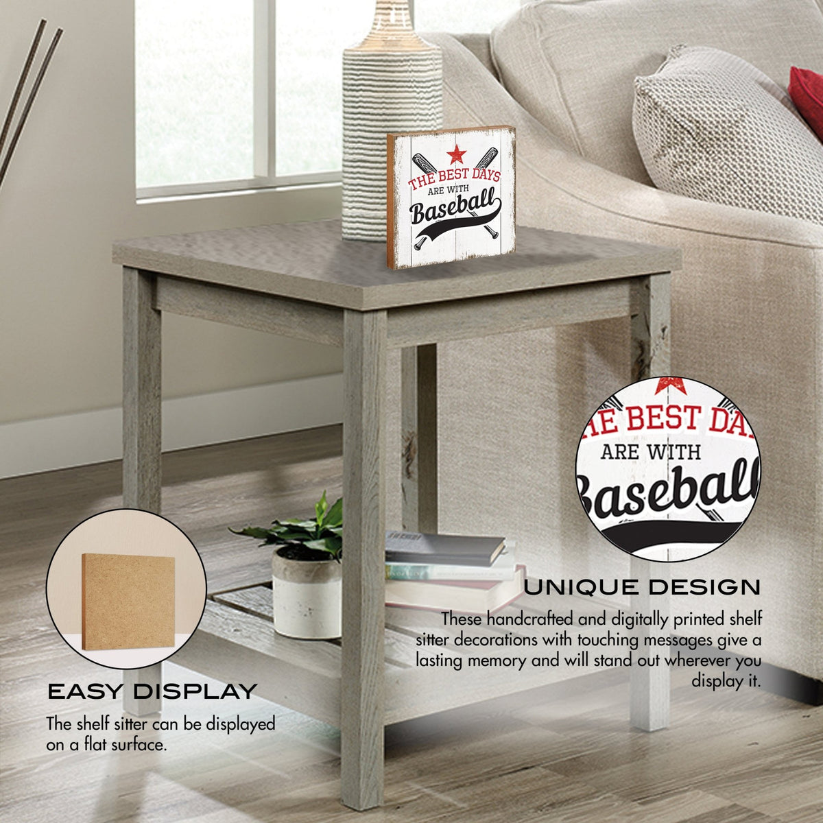 Rustic Wooden Baseball Shadow Box Shelf Décor With Inspiring Bible Verses - The Best Days - LifeSong Milestones
