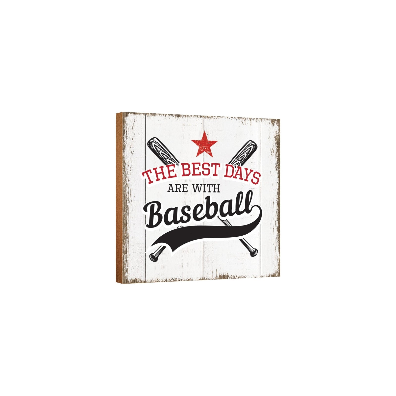 Rustic Wooden Baseball Shadow Box Shelf Décor With Inspiring Bible Verses - The Best Days - LifeSong Milestones