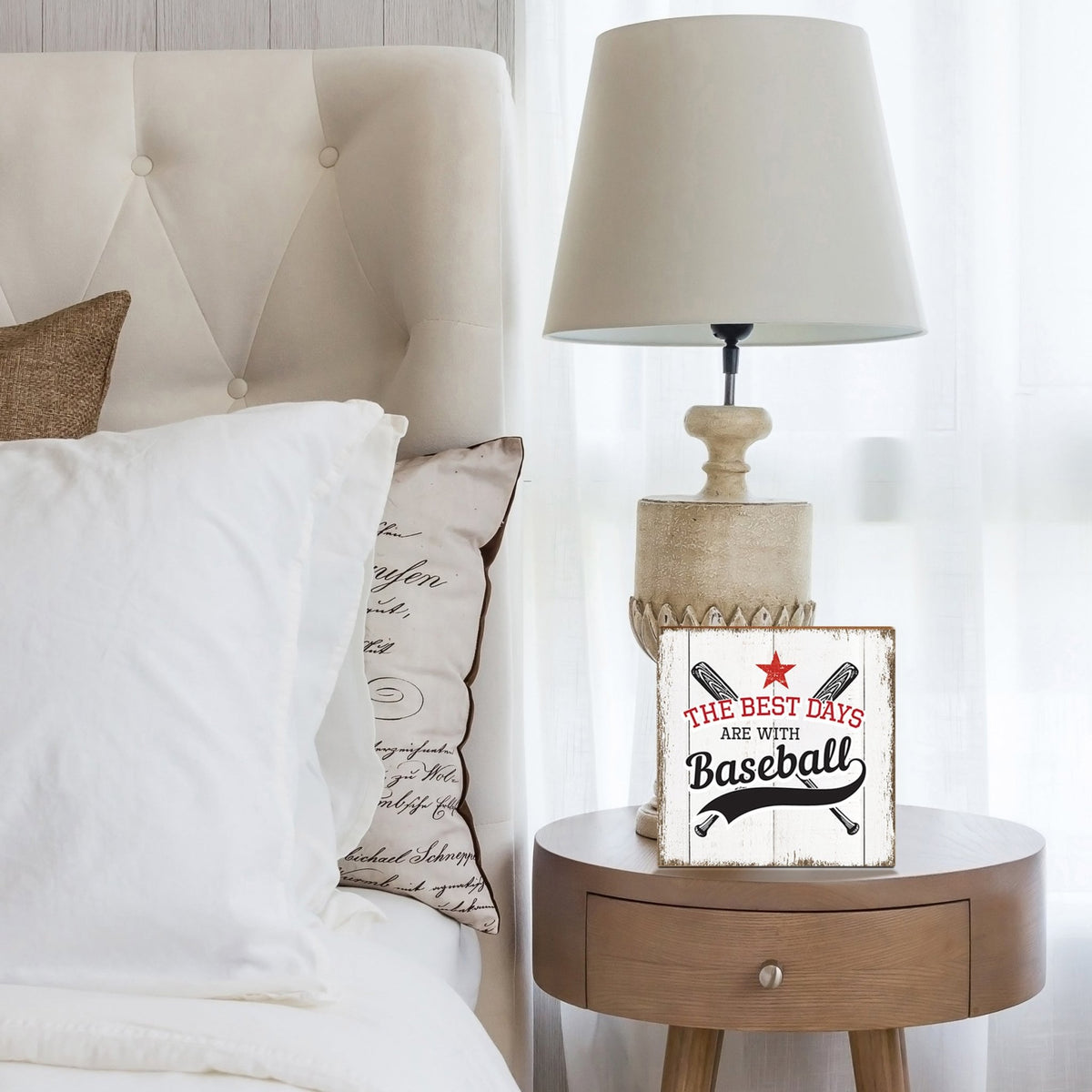 Rustic Wooden Baseball Shadow Box Shelf Décor With Inspiring Bible Verses - The Best Days - LifeSong Milestones
