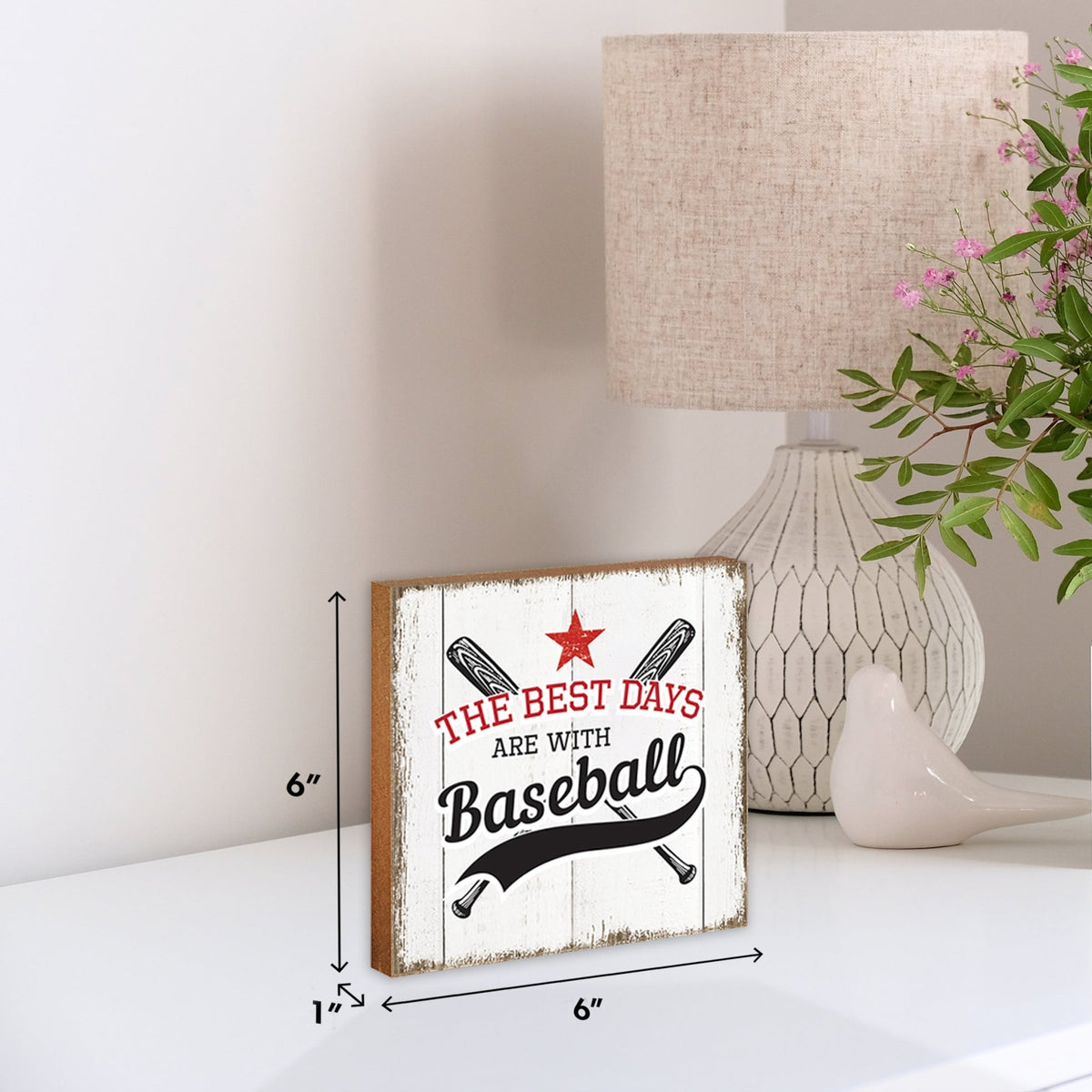 Rustic Wooden Baseball Shadow Box Shelf Décor With Inspiring Bible Verses - The Best Days - LifeSong Milestones