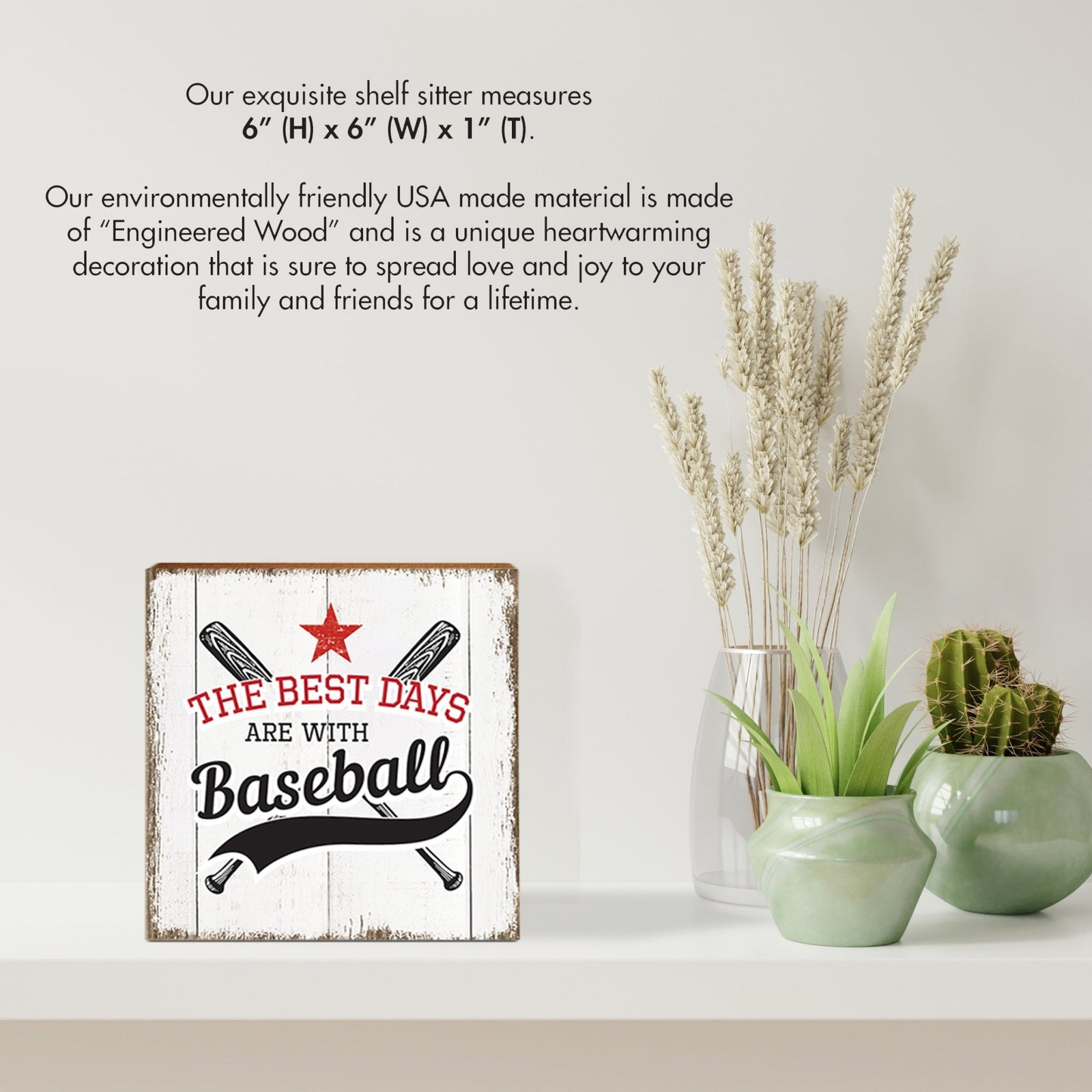 Rustic Wooden Baseball Shadow Box Shelf Décor With Inspiring Bible Verses - The Best Days - LifeSong Milestones