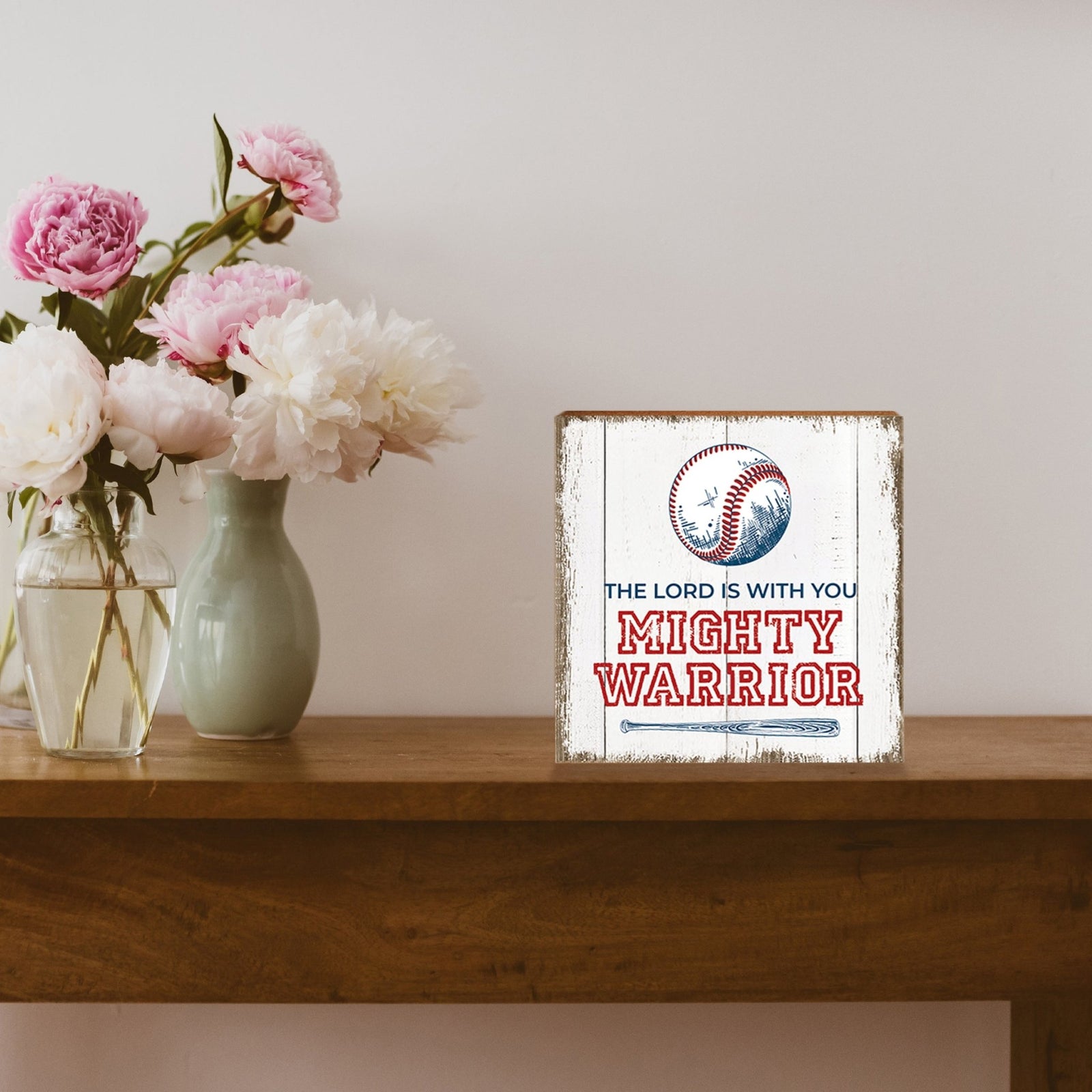 Rustic Wooden Baseball Shadow Box Shelf Décor With Inspiring Bible Verses - The Lord Is - LifeSong Milestones