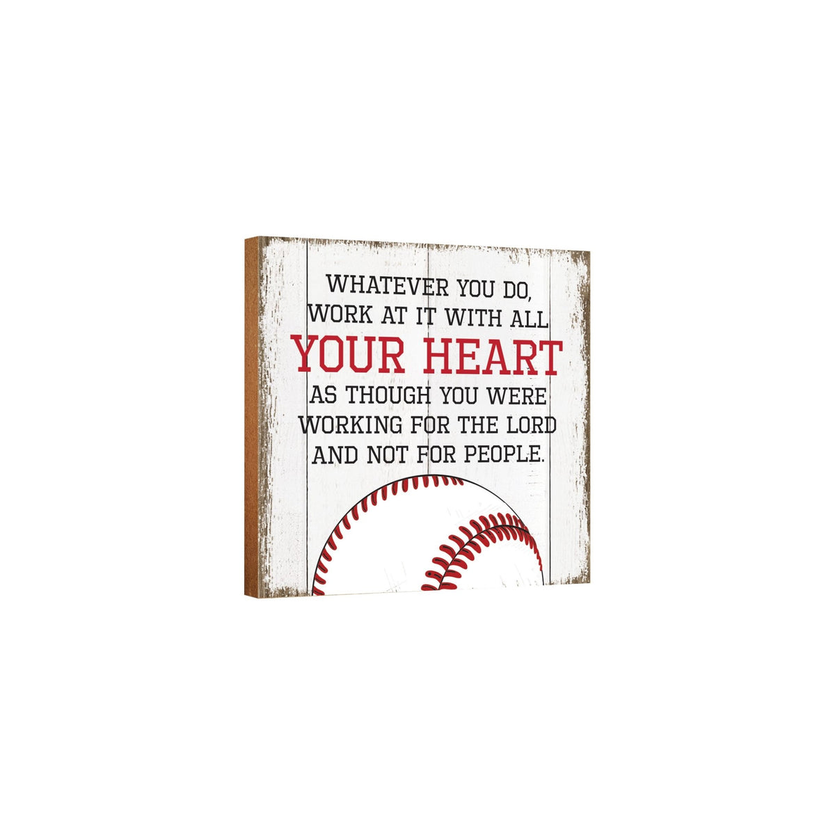 Rustic Wooden Baseball Shadow Box Shelf Décor With Inspiring Bible Verses - Whatever You Do - LifeSong Milestones