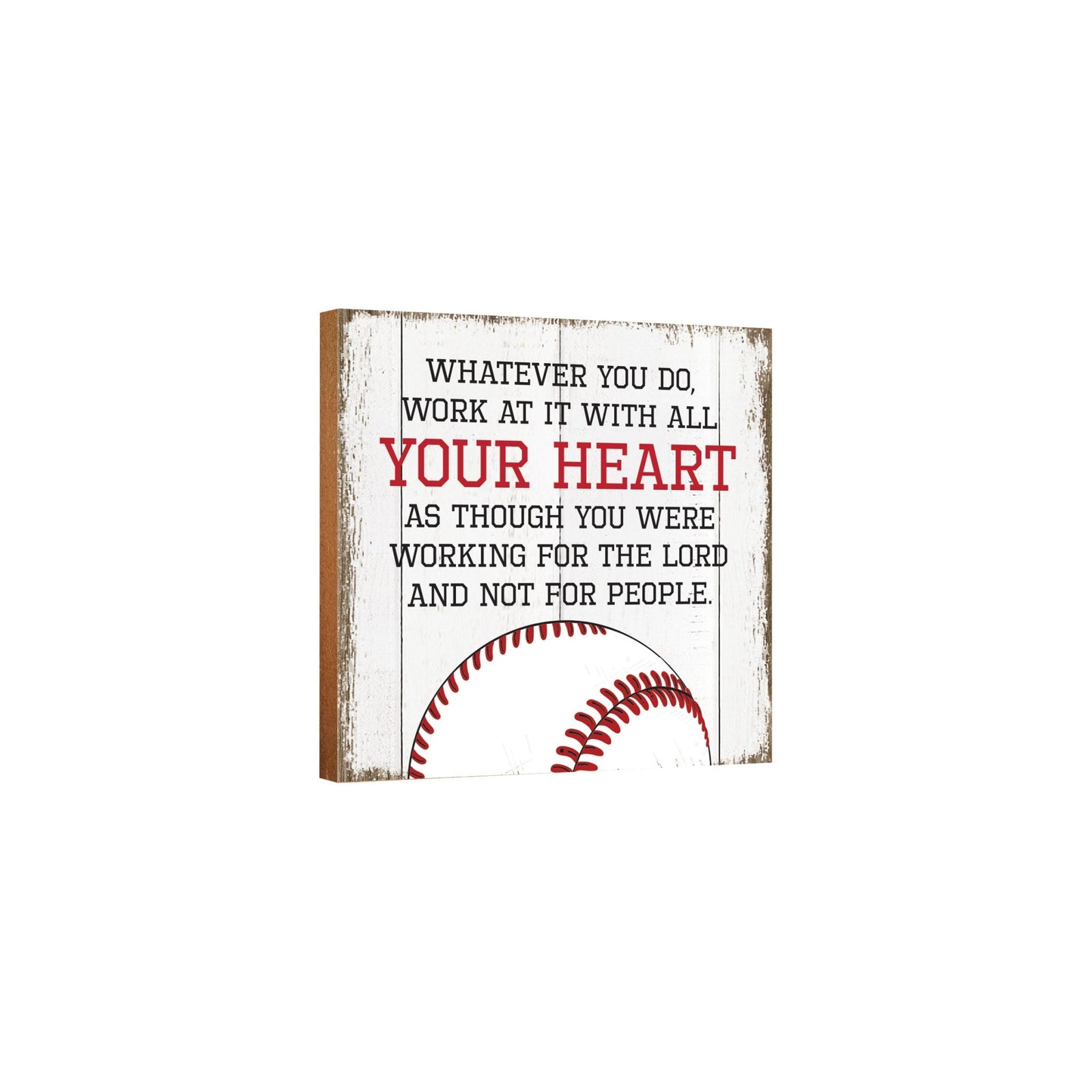 Rustic Wooden Baseball Shadow Box Shelf Décor With Inspiring Bible Verses - Whatever You Do - LifeSong Milestones
