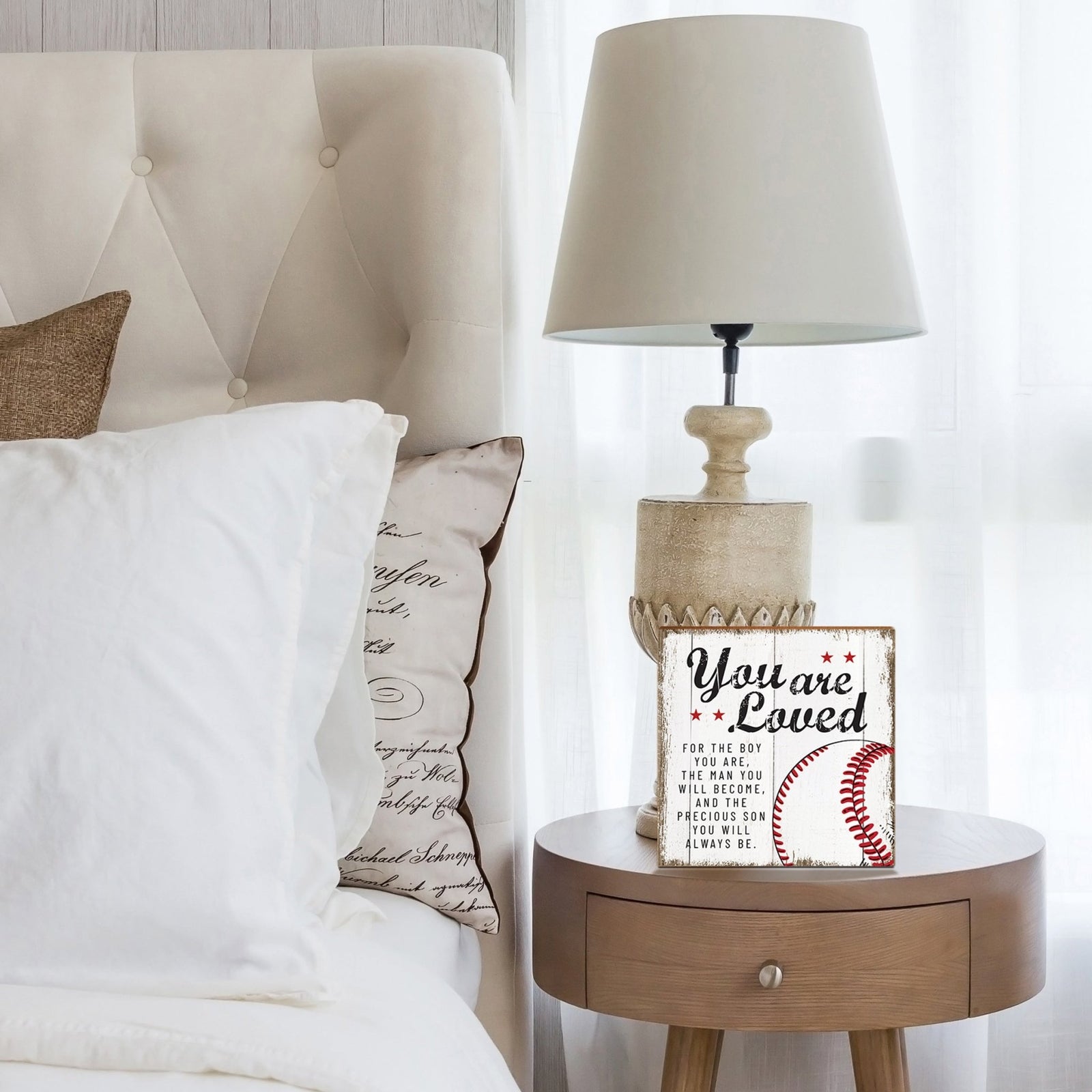 Rustic Wooden Baseball Shadow Box Shelf Décor With Inspiring Bible Verses - You Are Loved - LifeSong Milestones