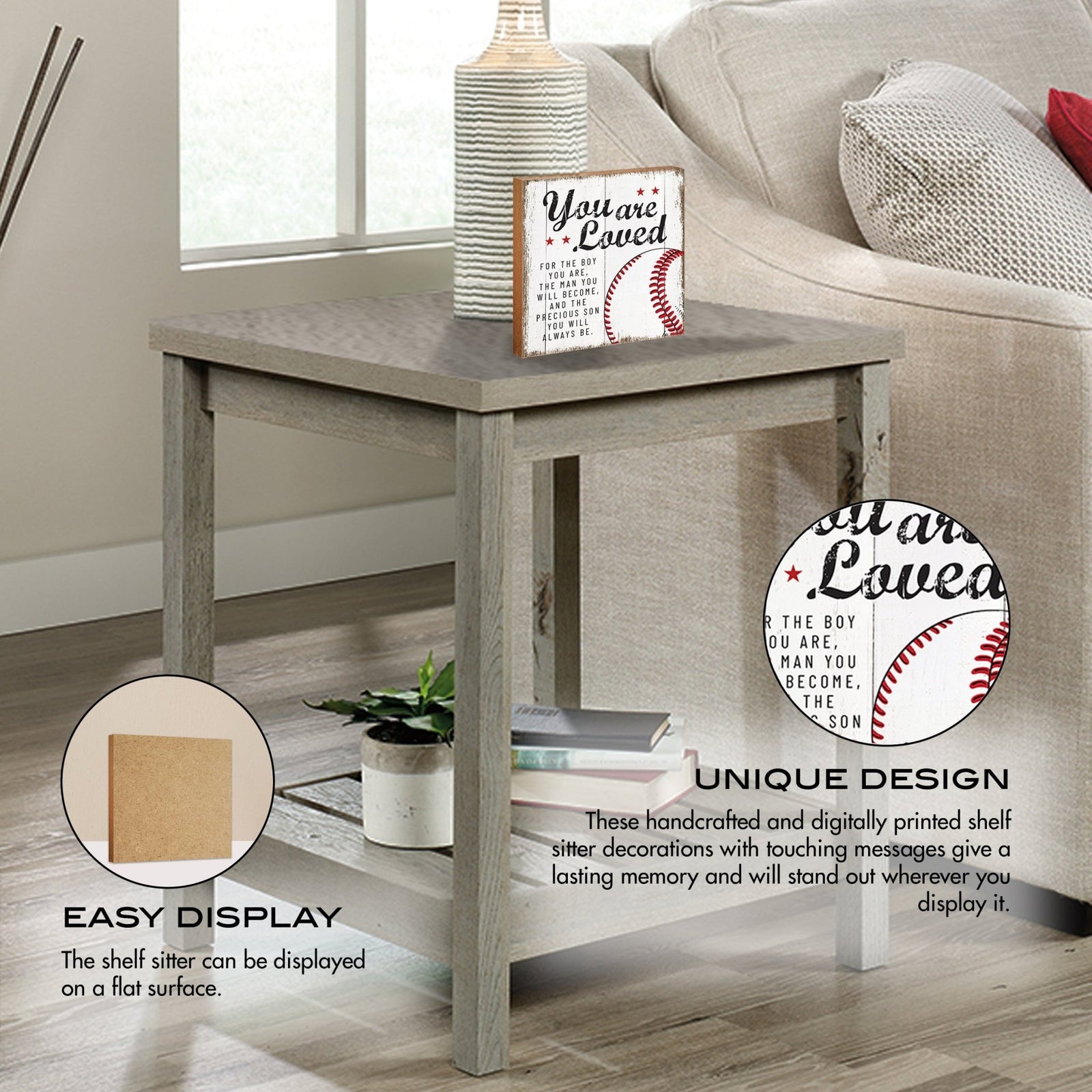 Rustic Wooden Baseball Shadow Box Shelf Décor With Inspiring Bible Verses - You Are Loved - LifeSong Milestones