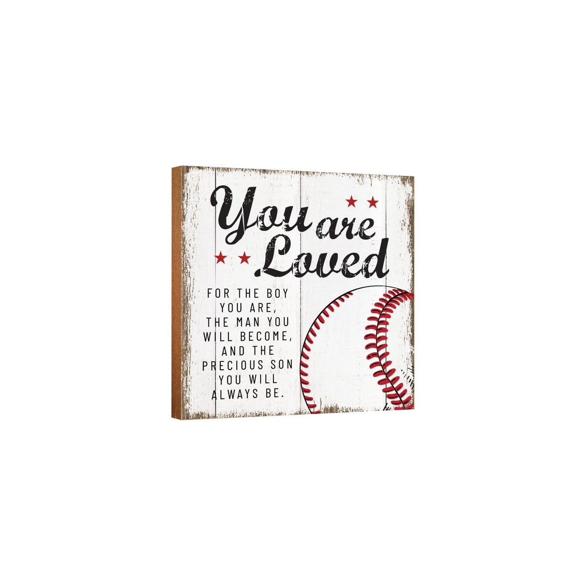 Rustic Wooden Baseball Shadow Box Shelf Décor With Inspiring Bible Verses - You Are Loved - LifeSong Milestones