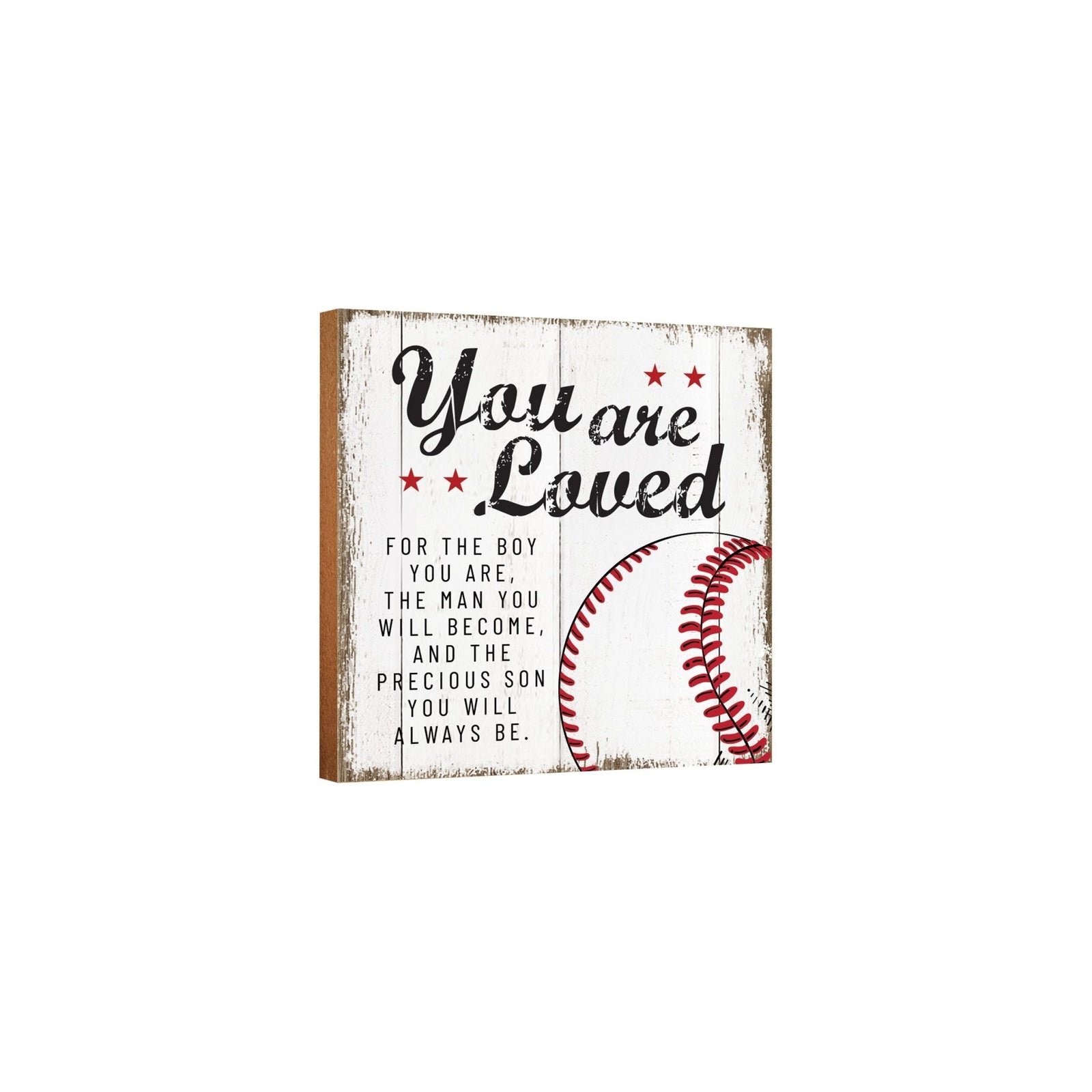 Rustic Wooden Baseball Shadow Box Shelf Décor With Inspiring Bible Verses - You Are Loved - LifeSong Milestones