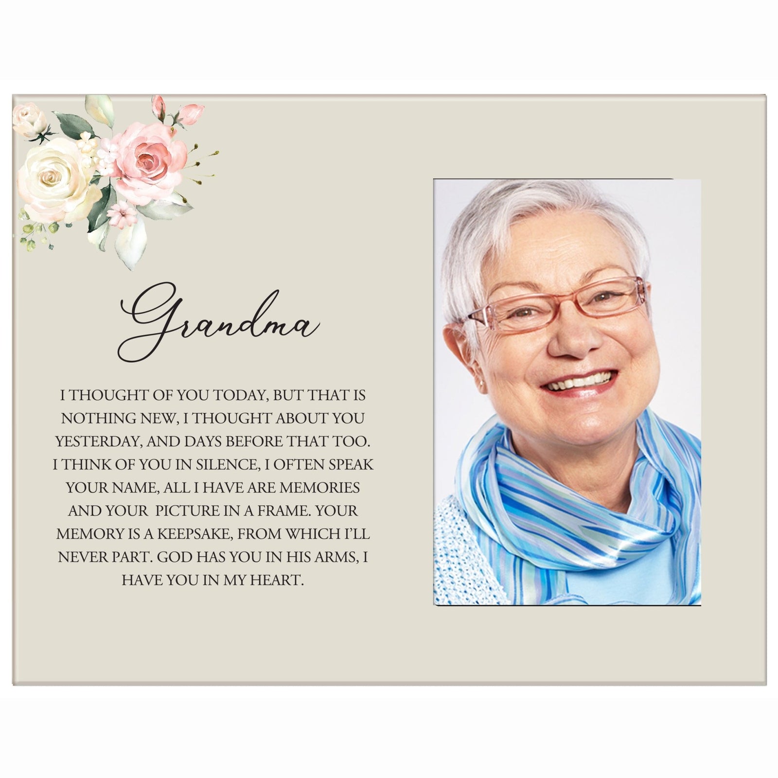 Sentimental Human Memorial Photo Frame Gift Bereavement Gift Idea - Grandma I thought of you - LifeSong Milestones