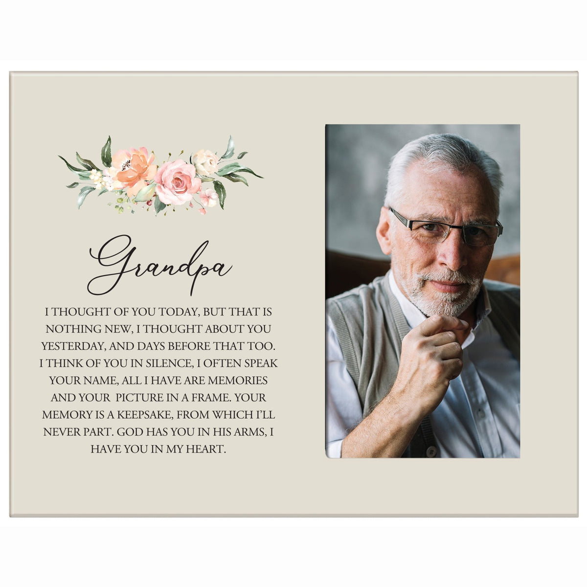 Sentimental Human Memorial Photo Frame Gift Bereavement Gift Idea - Grandpa I thought of you - LifeSong Milestones