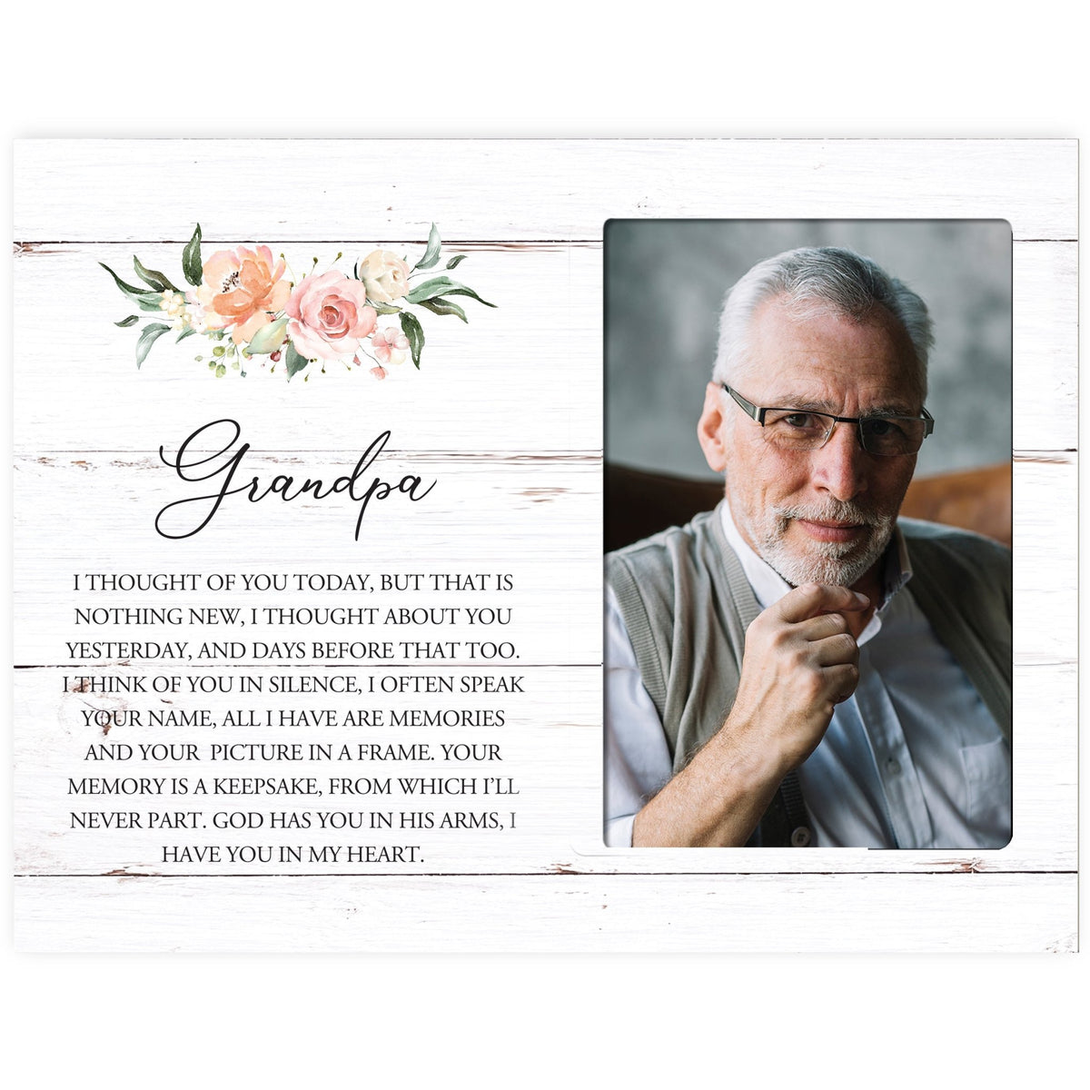 Sentimental Human Memorial Photo Frame Gift Bereavement Gift Idea - Grandpa I thought of you - LifeSong Milestones