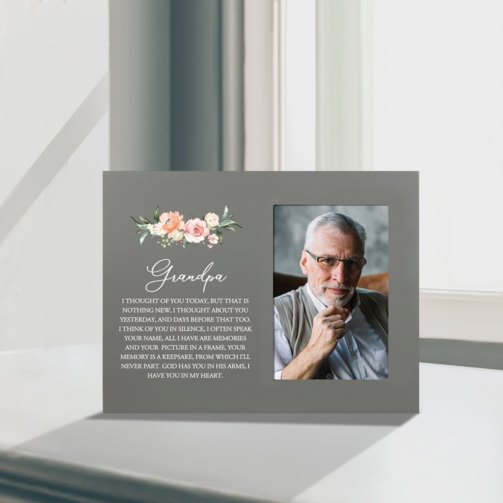 Sentimental Human Memorial Photo Frame Gift Bereavement Gift Idea - Grandpa I thought of you - LifeSong Milestones