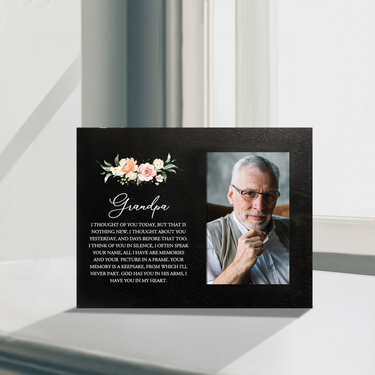 Sentimental Human Memorial Photo Frame Gift Bereavement Gift Idea - Grandpa I thought of you - LifeSong Milestones