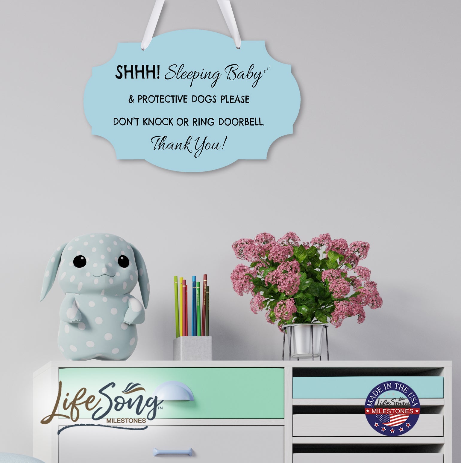 Shaped Rope Sign for Front Door Design 3 - Sleeping Baby - LifeSong Milestones