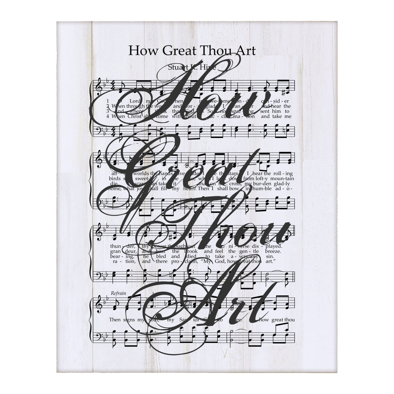 Sheet Music Wall Art Decor Plaque 12x15 - How Great Thou Art - LifeSong Milestones