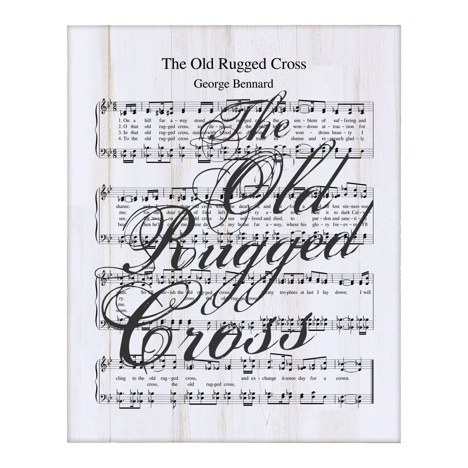 Sheet Music Wall Art Decor Plaque 12x15 - Old Rugged Cross - LifeSong Milestones