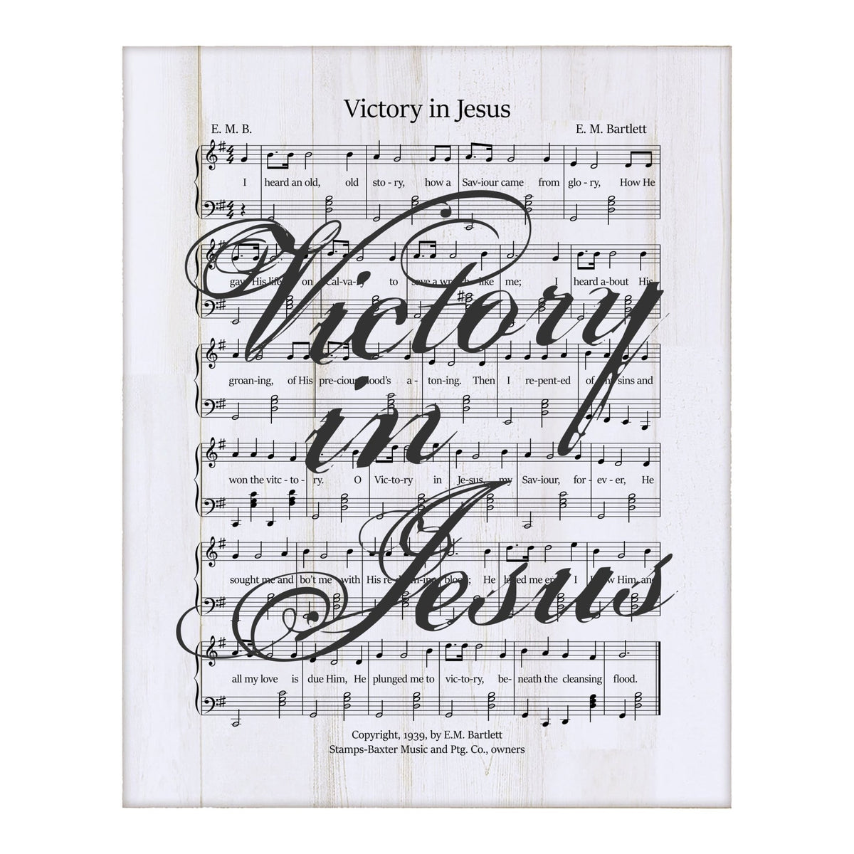 Sheet Music Wall Art Decor Plaque 12x15 - Victory In Jesus - LifeSong Milestones