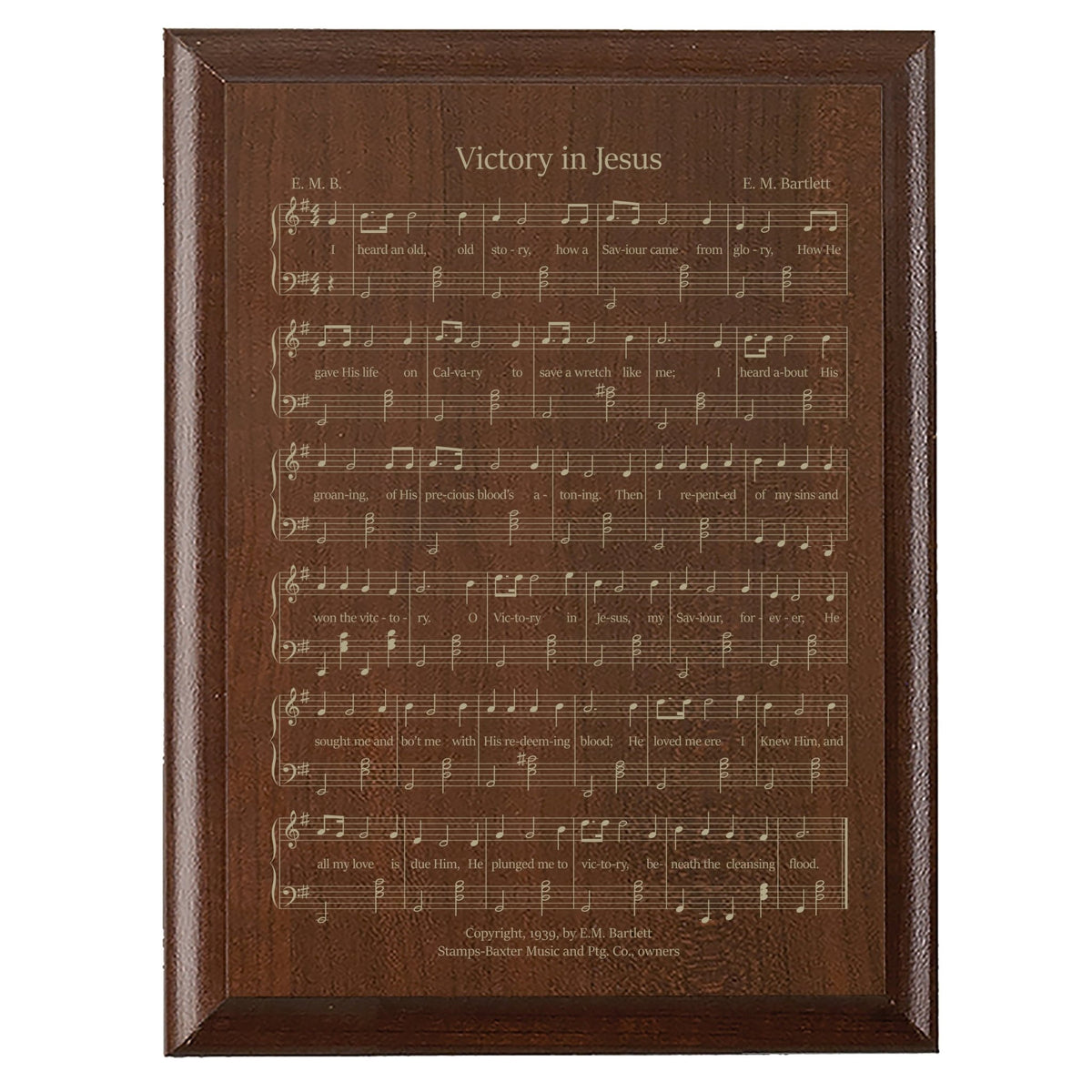 Sheet Music Wall Art Decor Plaque 9x12 - Victory In Jesus - LifeSong Milestones
