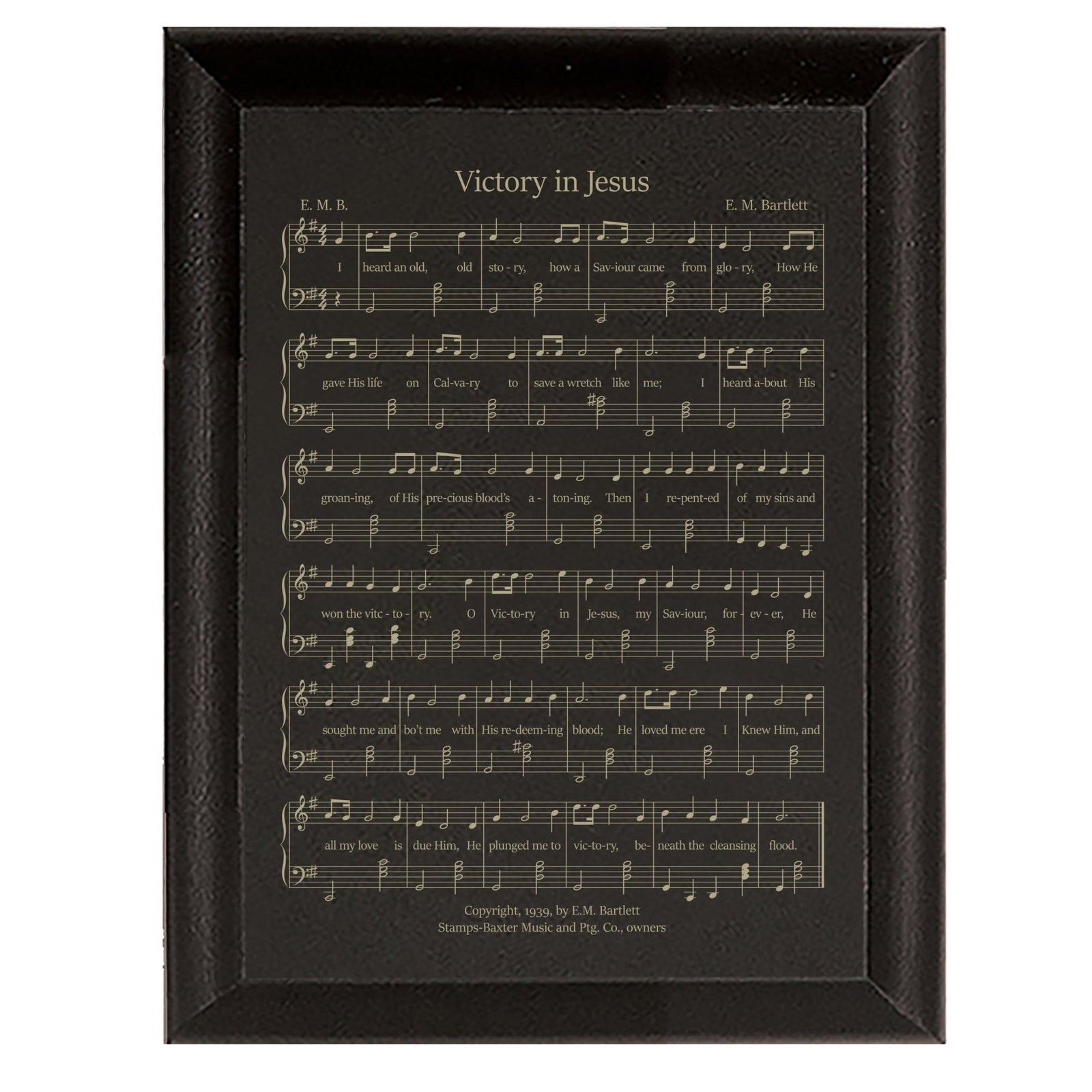 Sheet Music Wall Art Decor Plaque 9x12 - Victory In Jesus - LifeSong Milestones