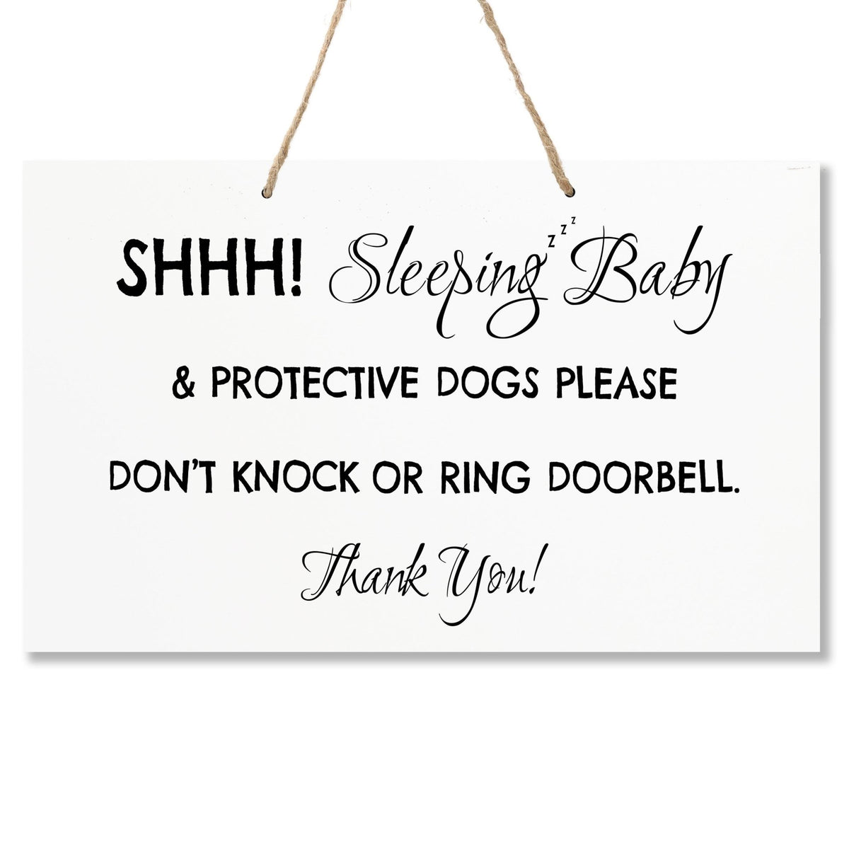 Sleeping Baby Rope Sign for Front Door - 8x12 - LifeSong Milestones