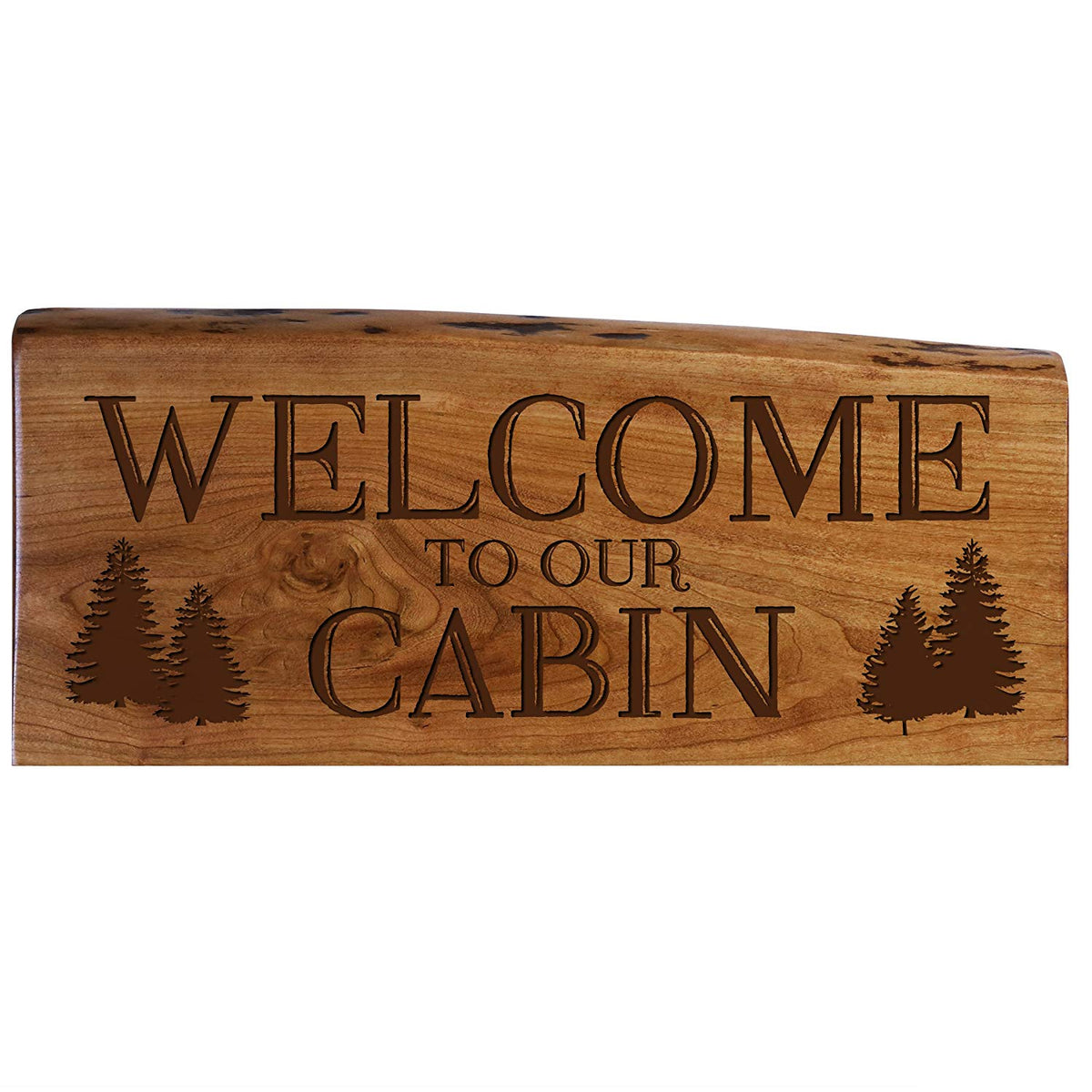 Solid Cherry Wood Live Edge Welcome Sign Engraved Wedding Gift Ideas - LifeSong Milestones