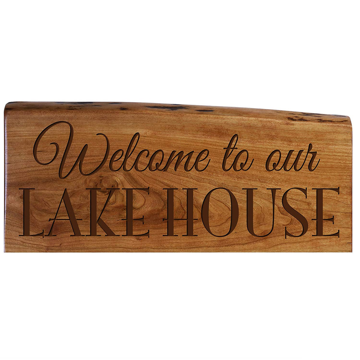 Solid Cherry Wood Live Edge Welcome Sign Engraved Wedding Gift Ideas - LifeSong Milestones