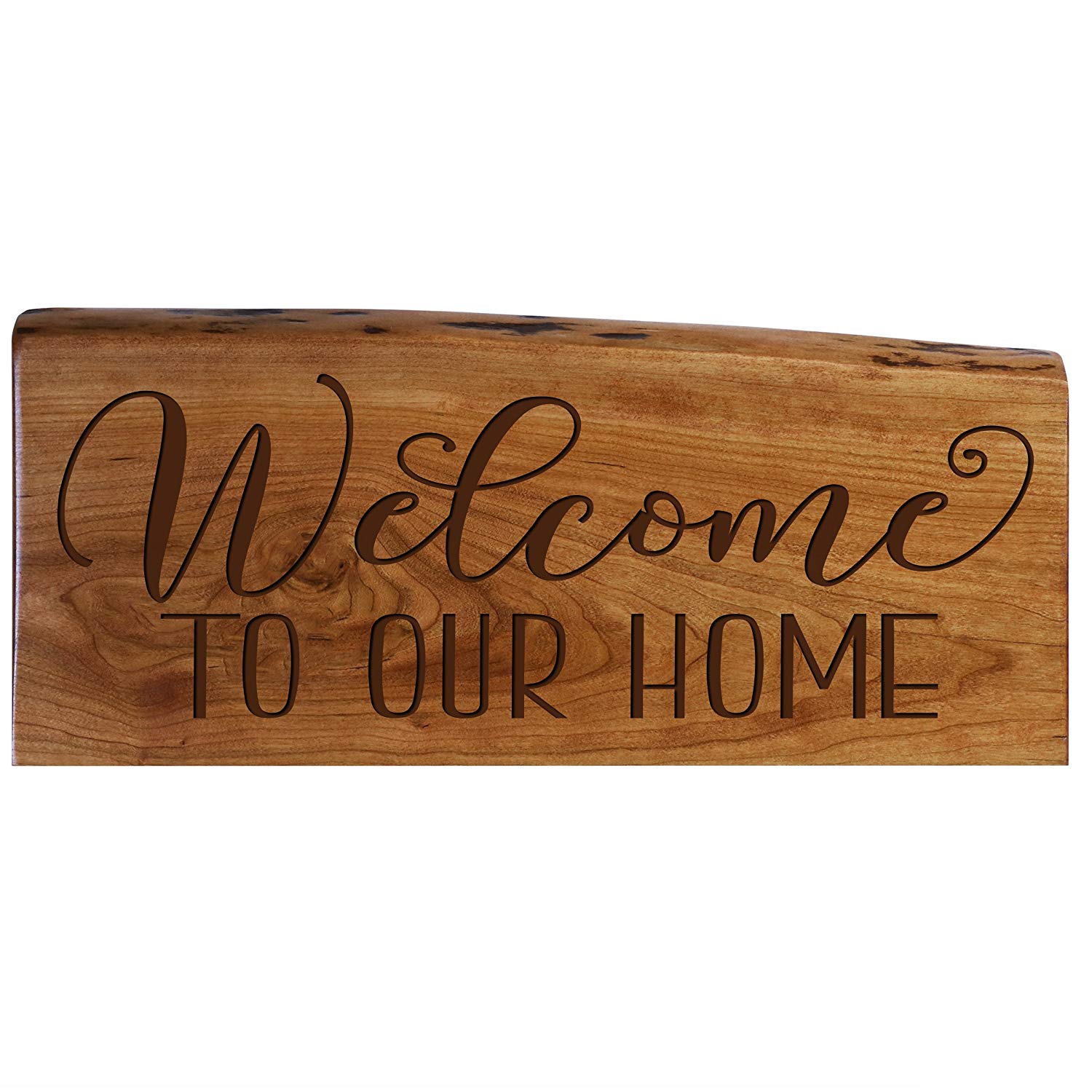 Solid Cherry Wood Live Edge Welcome Sign Engraved Wedding Gift Ideas - LifeSong Milestones