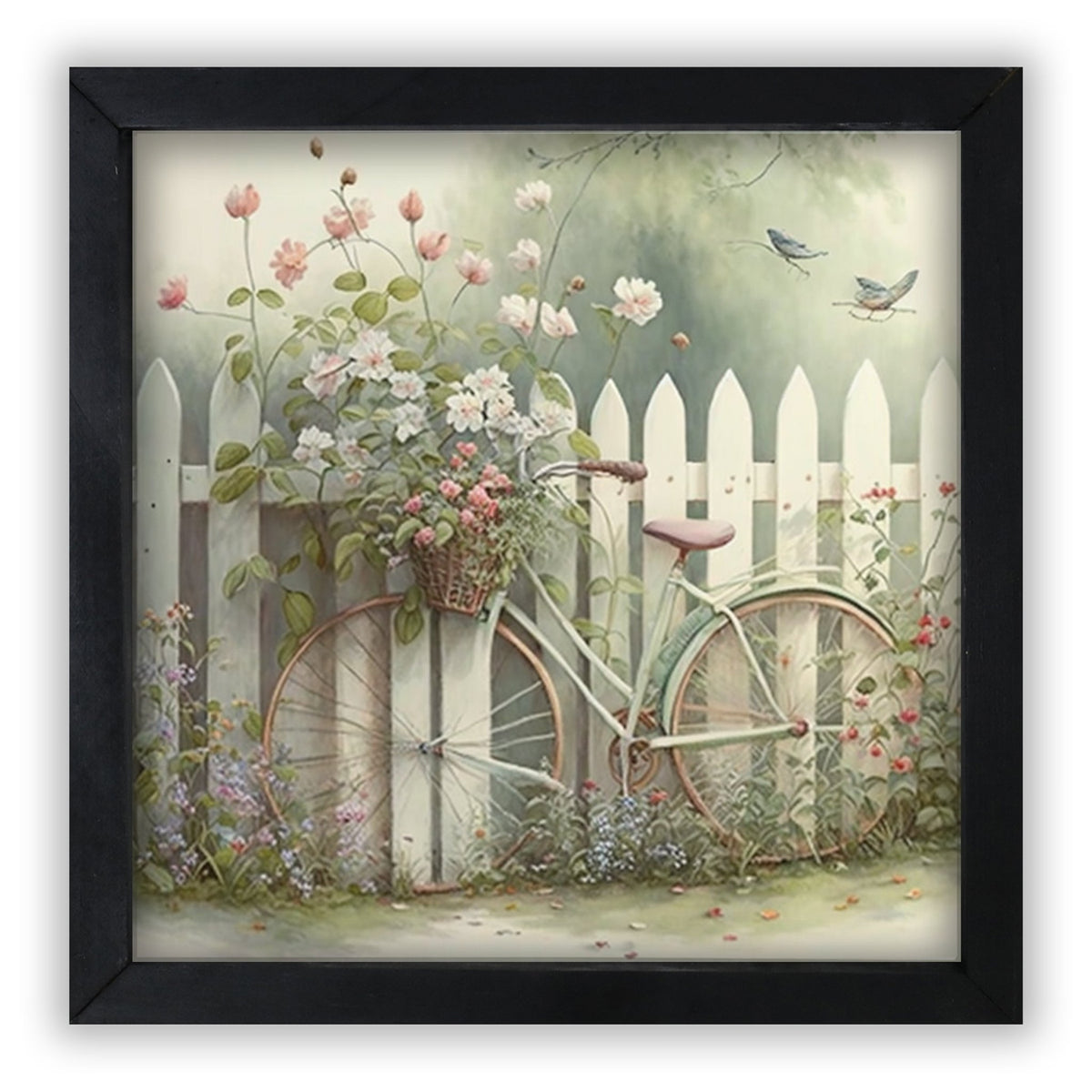Spring Bike Wall Art Print - Rustic Framed Wood Sign 20x20 for Home & Wall Décor - LifeSong Milestones
