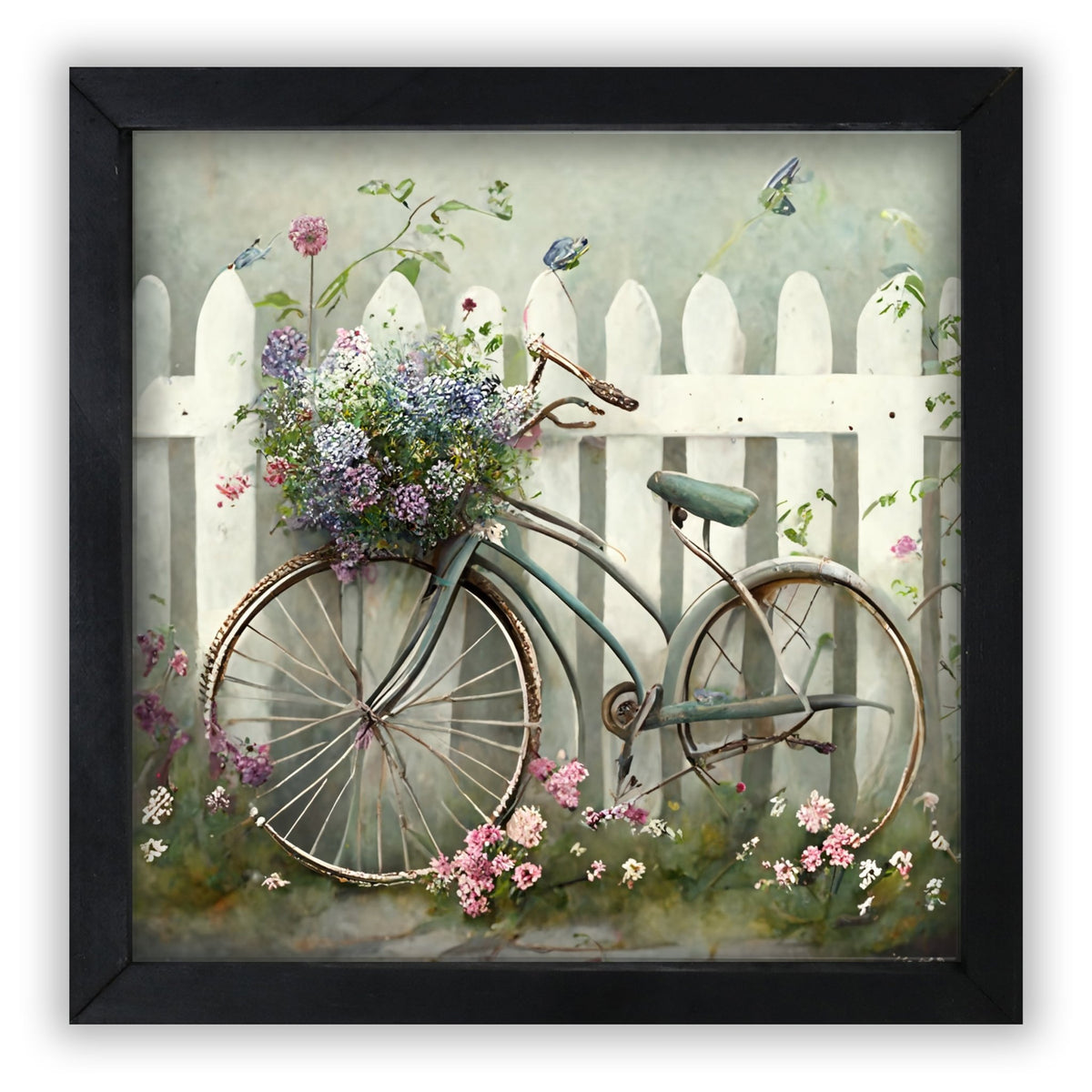 Spring Bike Wall Art Print - Rustic Framed Wood Sign 20x20 for Home & Wall Décor - LifeSong Milestones