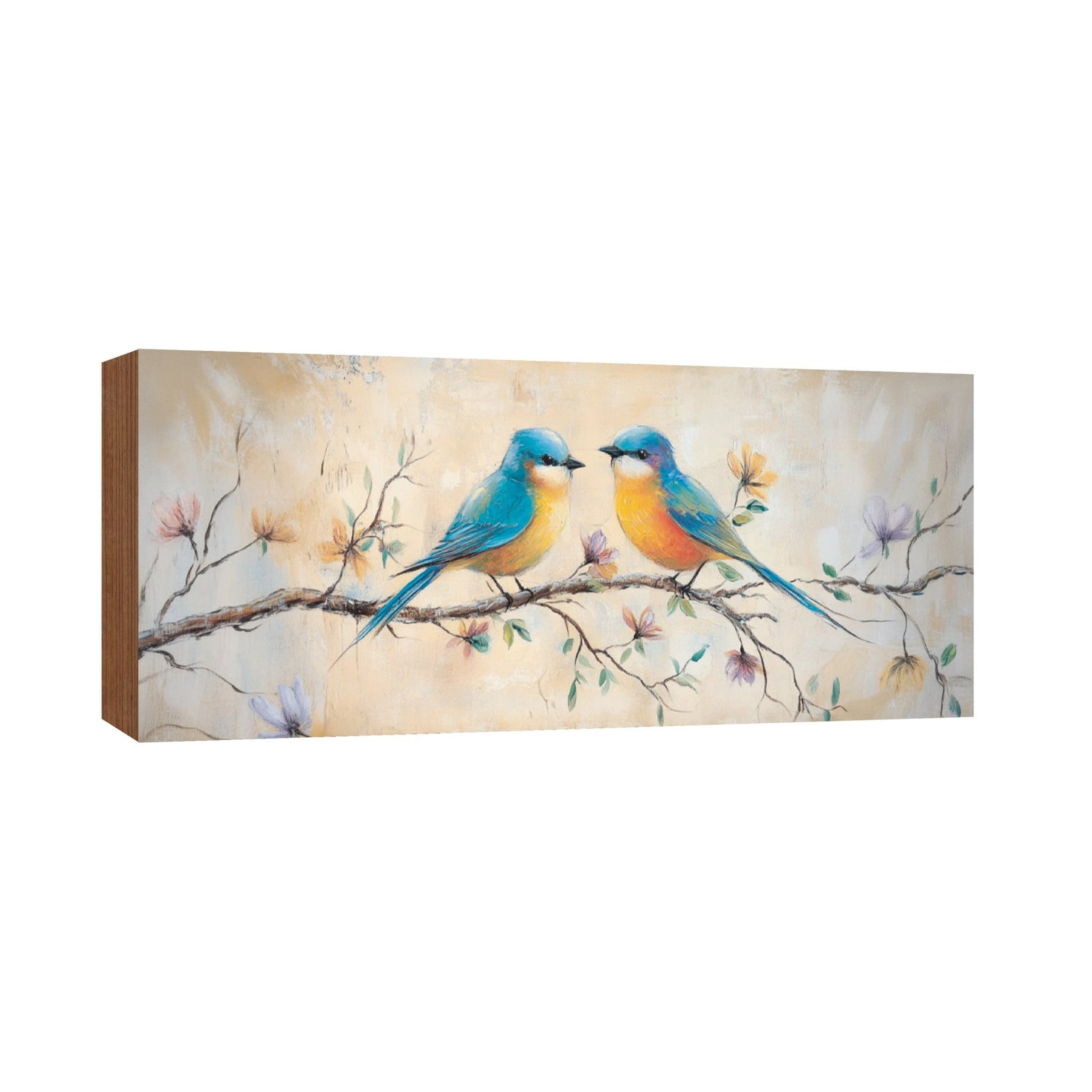 Spring Bird Shelf Sitter 10x4 — Wide Wooden Mantel & Tabletop Décor | 3 Nature Designs - LifeSong Milestones