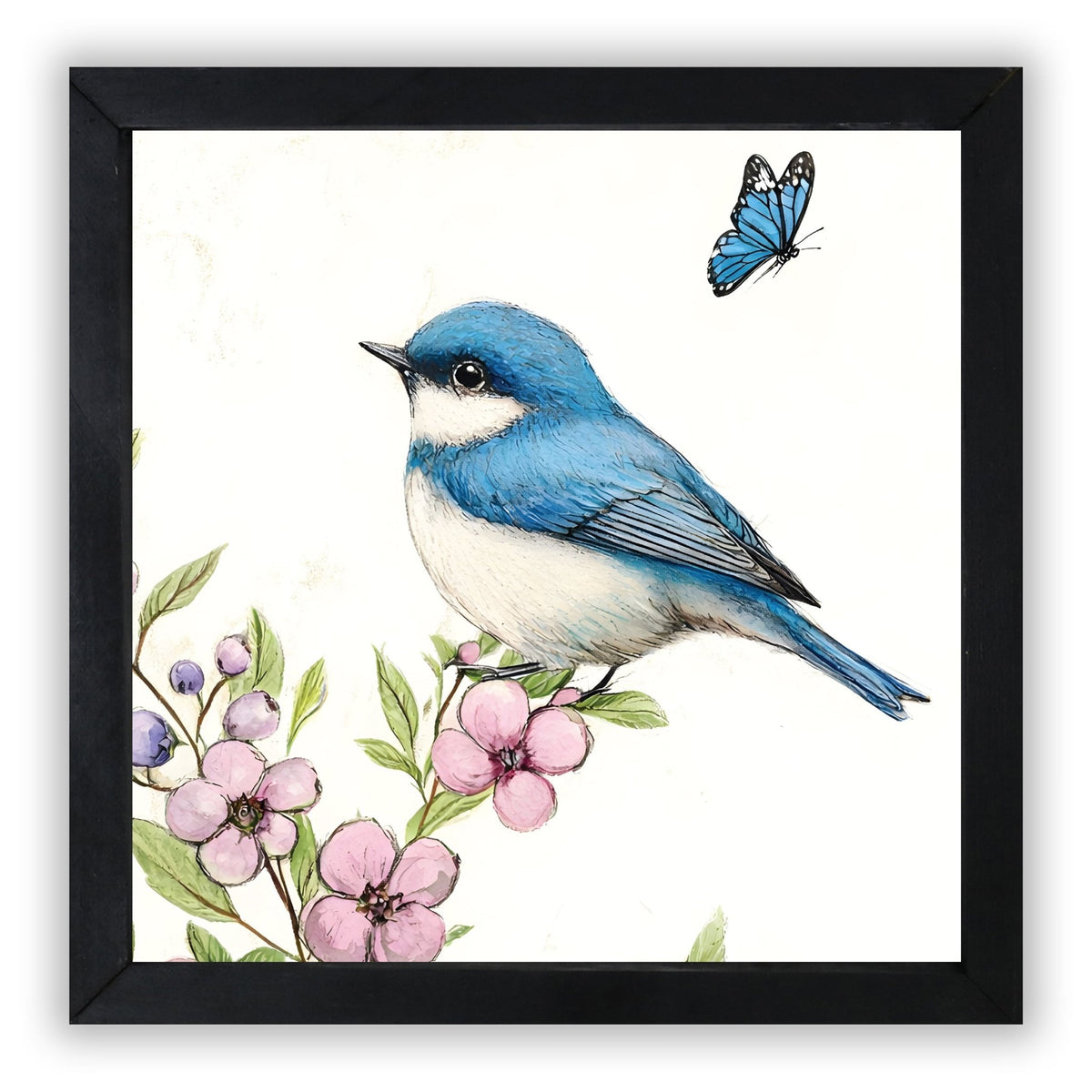 Spring Bird Wall Art for Home — 20x20 Handcrafted Framed Wood Sign | Farmhouse Nature Décor - LifeSong Milestones