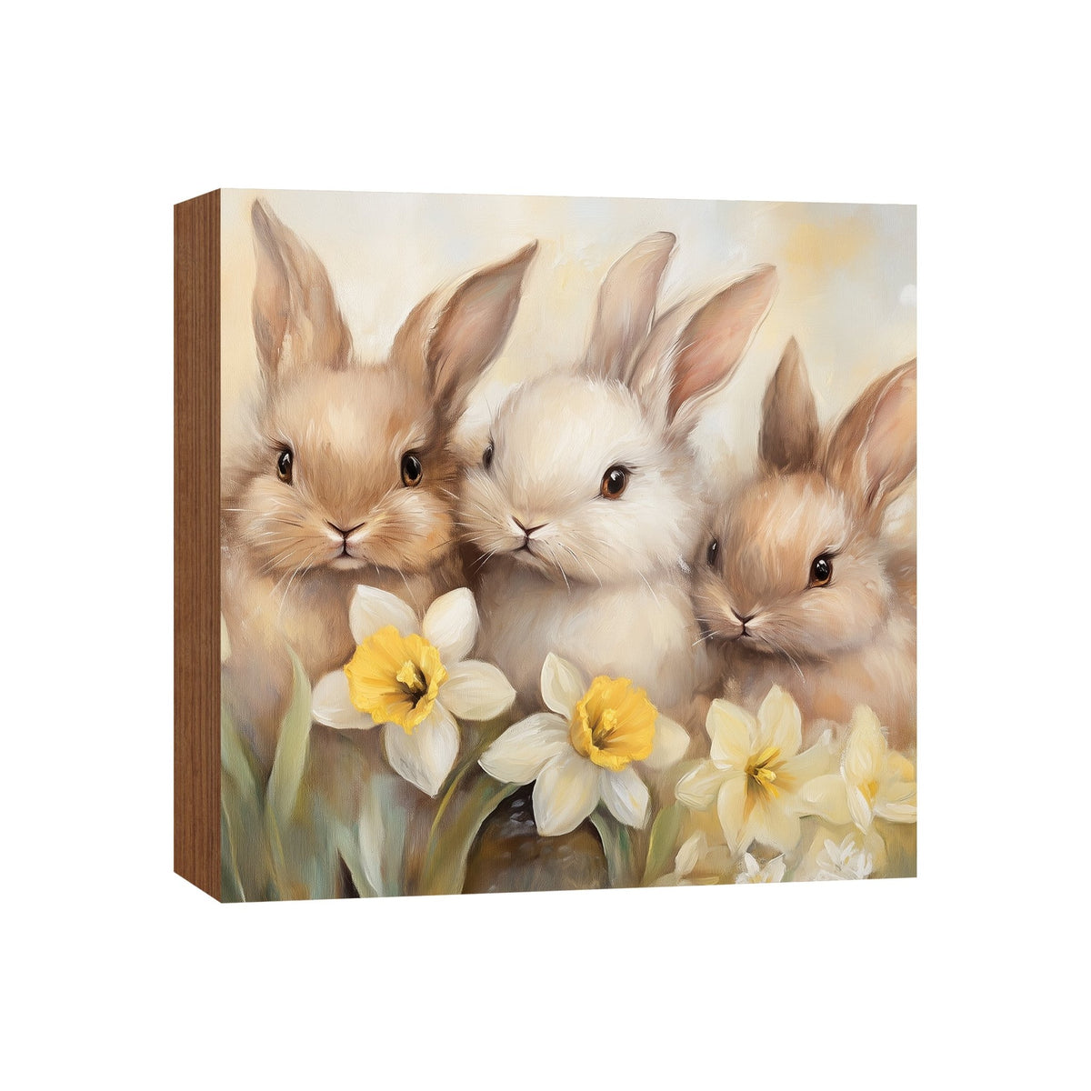 Spring Bunny Shelf Sitter 5x5 — Handcrafted Birch Wood Easter Tiered Tray Décor | Bunny Gift for Her - LifeSong Milestones