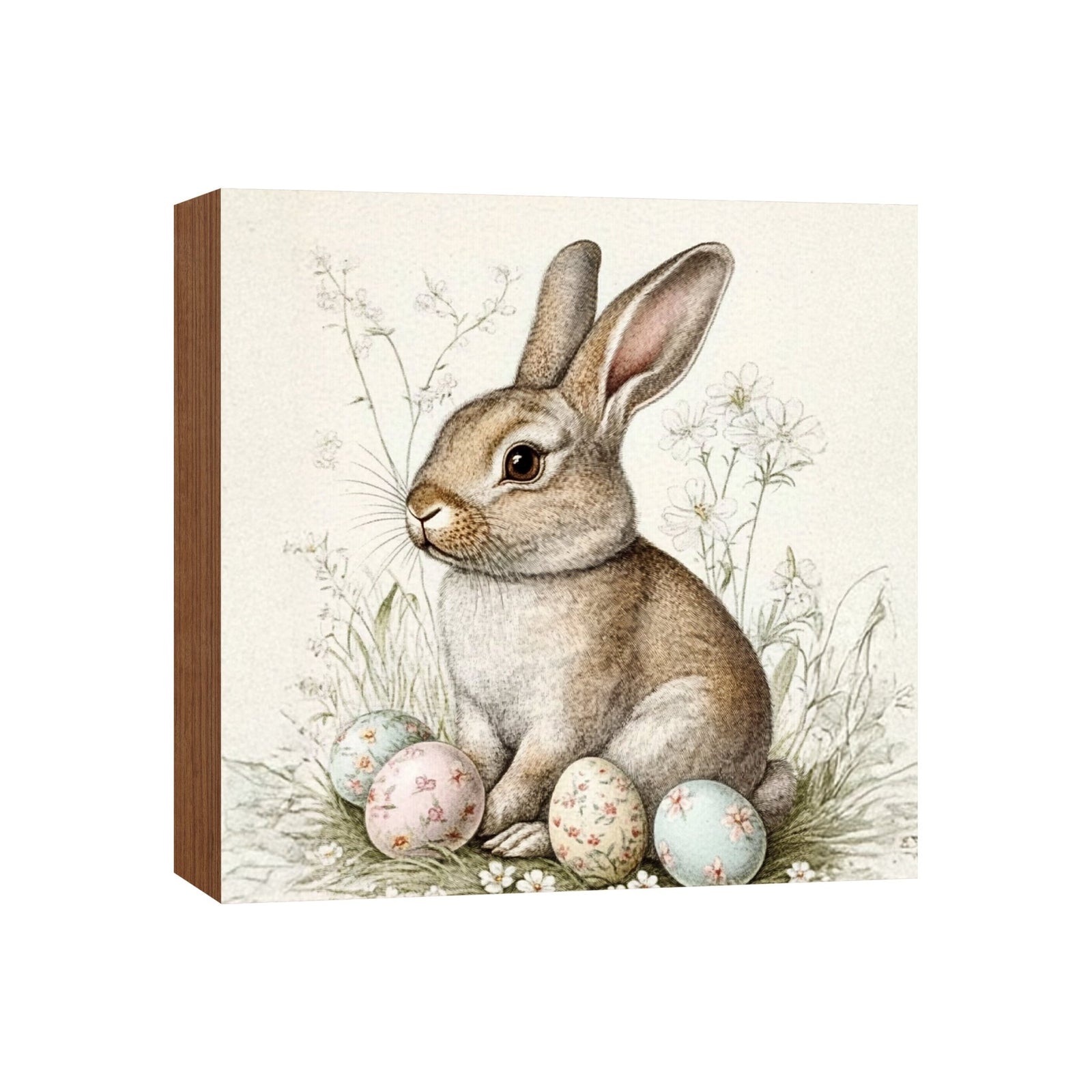 Spring Bunny Shelf Sitter 5x5 — Handcrafted Birch Wood Easter Tiered Tray Décor | Bunny Gift for Her - LifeSong Milestones