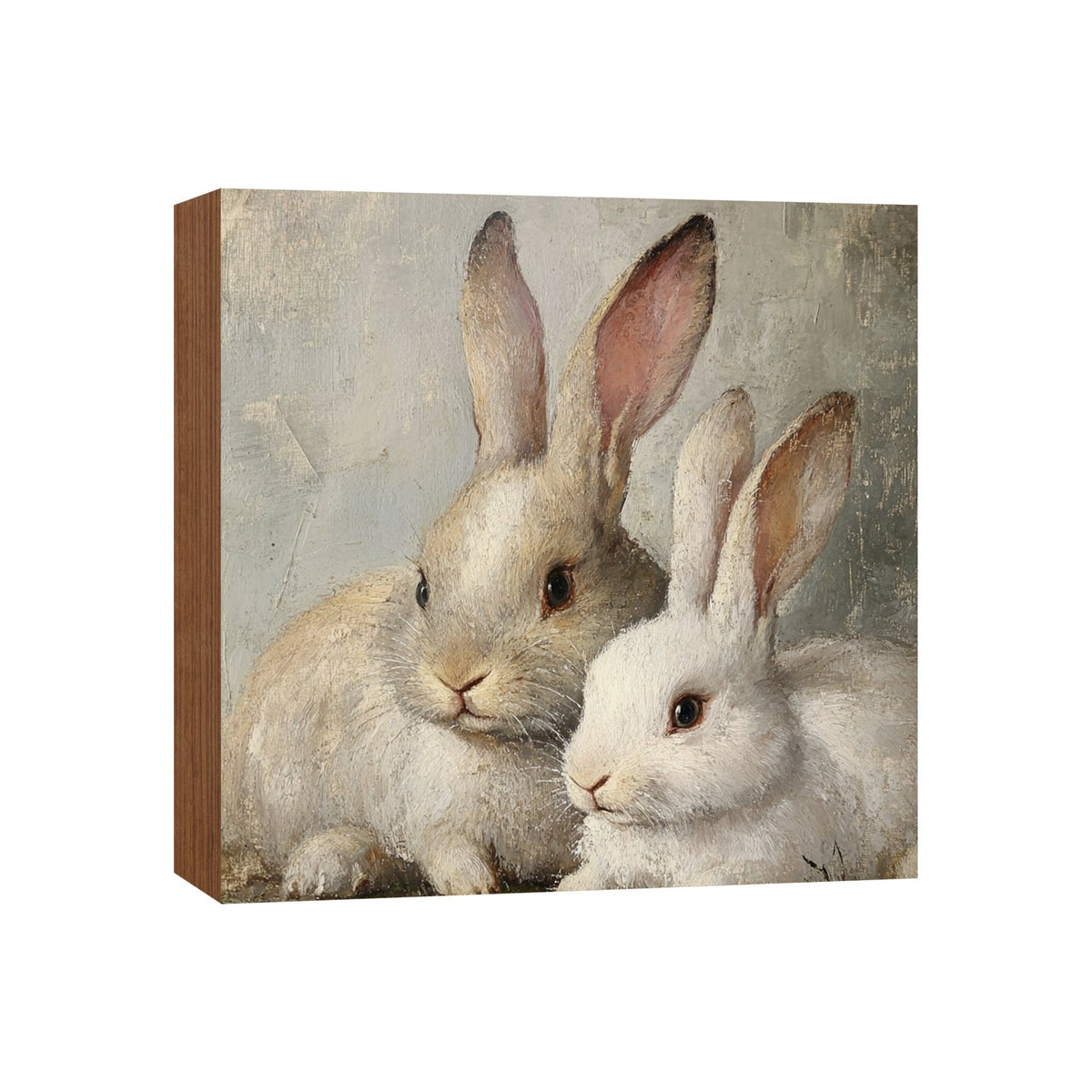 Spring Bunny Shelf Sitter 5x5 — Handcrafted Birch Wood Easter Tiered Tray Décor | Bunny Gift for Her - LifeSong Milestones