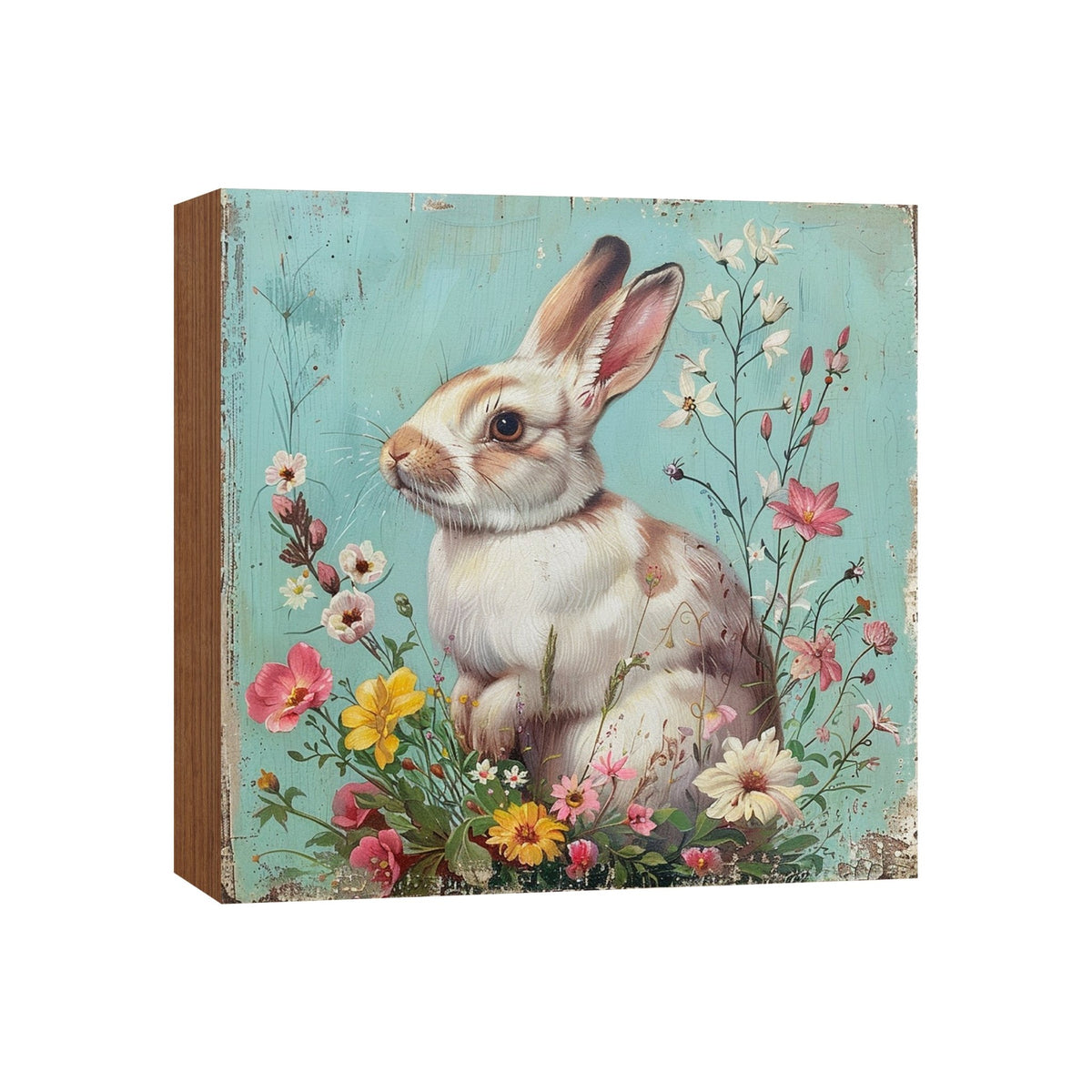 Spring Bunny Shelf Sitter 5x5 — Handcrafted Birch Wood Easter Tiered Tray Décor | Bunny Gift for Her - LifeSong Milestones