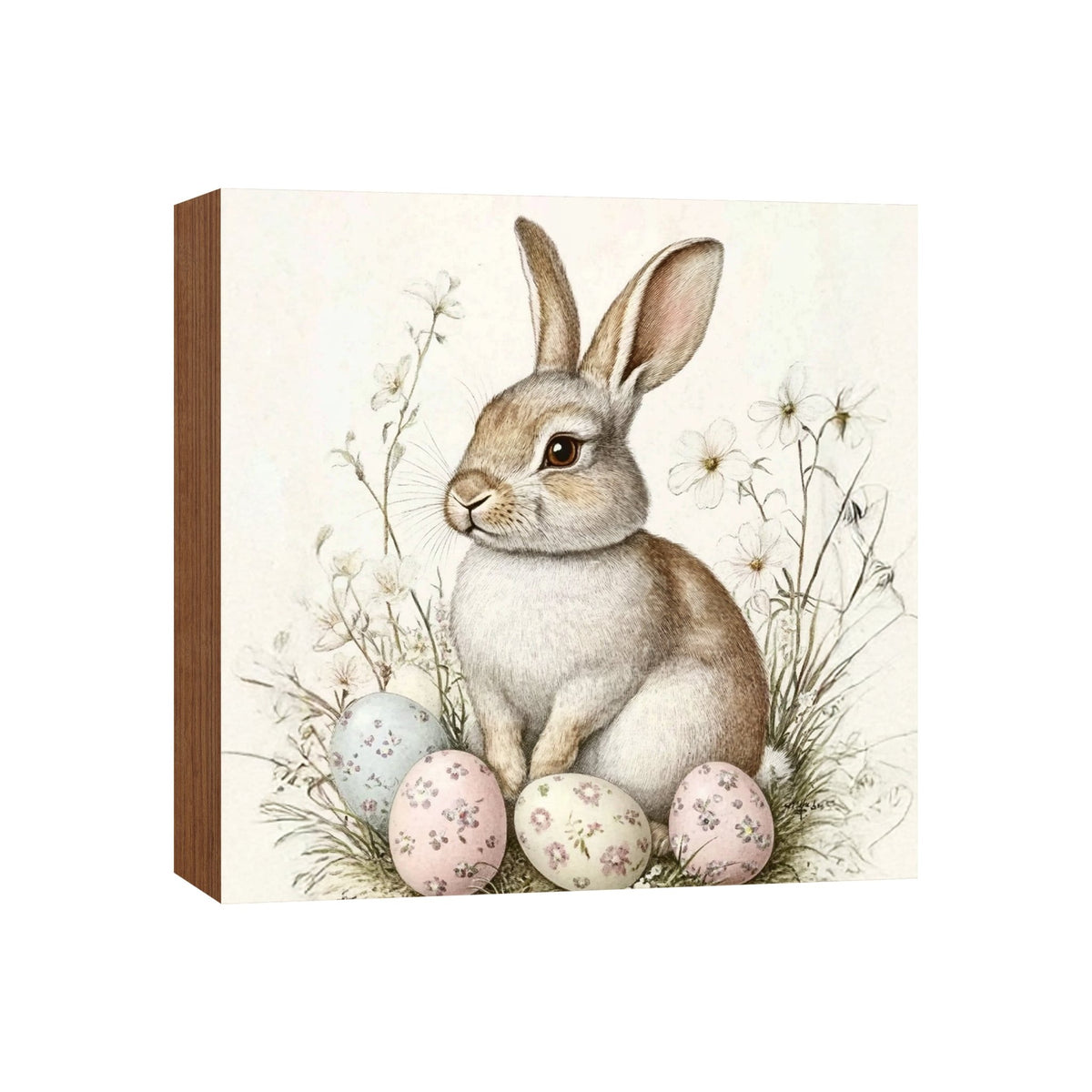 Spring Bunny Shelf Sitter 5x5 — Handcrafted Birch Wood Easter Tiered Tray Décor | Bunny Gift for Her - LifeSong Milestones