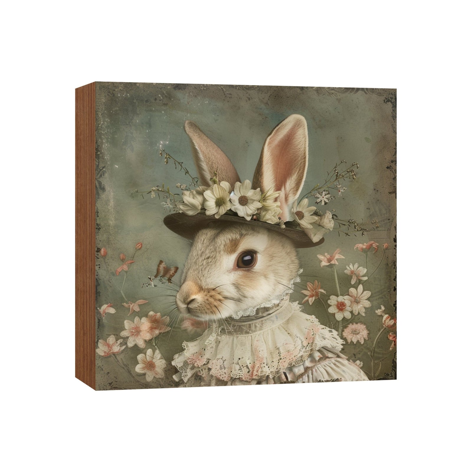 Spring Bunny Shelf Sitter 5x5 — Handcrafted Birch Wood Easter Tiered Tray Décor | Bunny Gift for Her - LifeSong Milestones