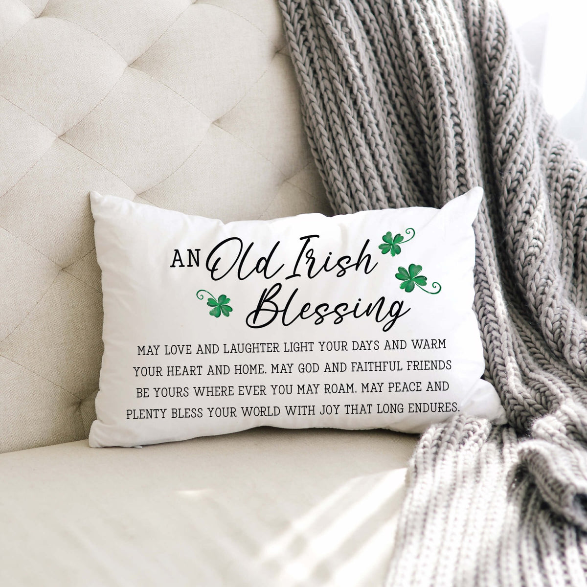 St. Patrick's Day Decorative Throw Pillow - An Old Irish Blessings - LifeSong Milestones