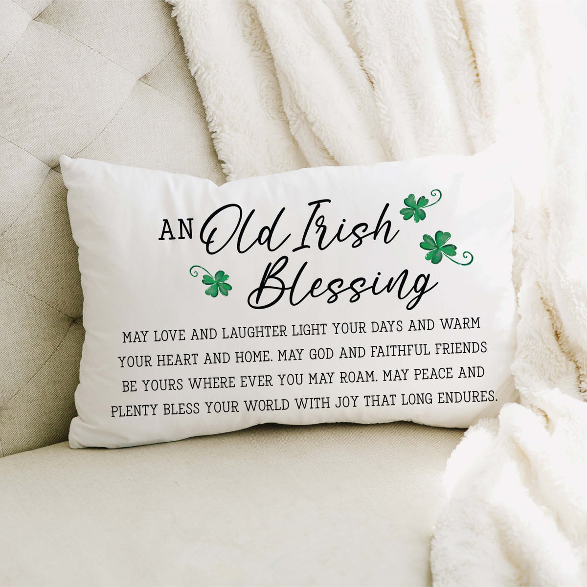 St. Patrick's Day Decorative Throw Pillow - An Old Irish Blessings - LifeSong Milestones