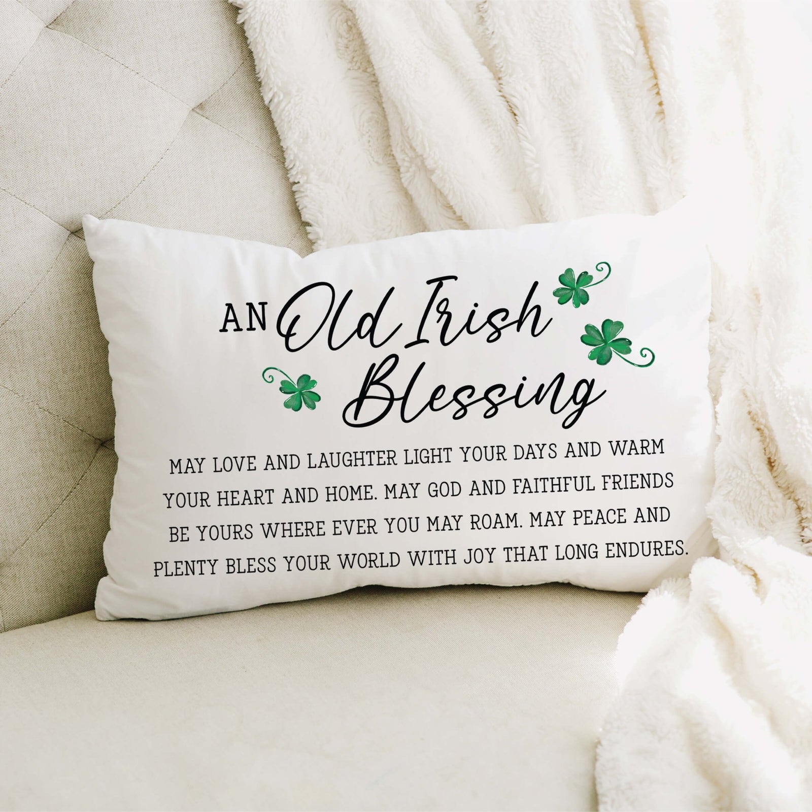 St. Patrick's Day Decorative Throw Pillow - An Old Irish Blessings - LifeSong Milestones